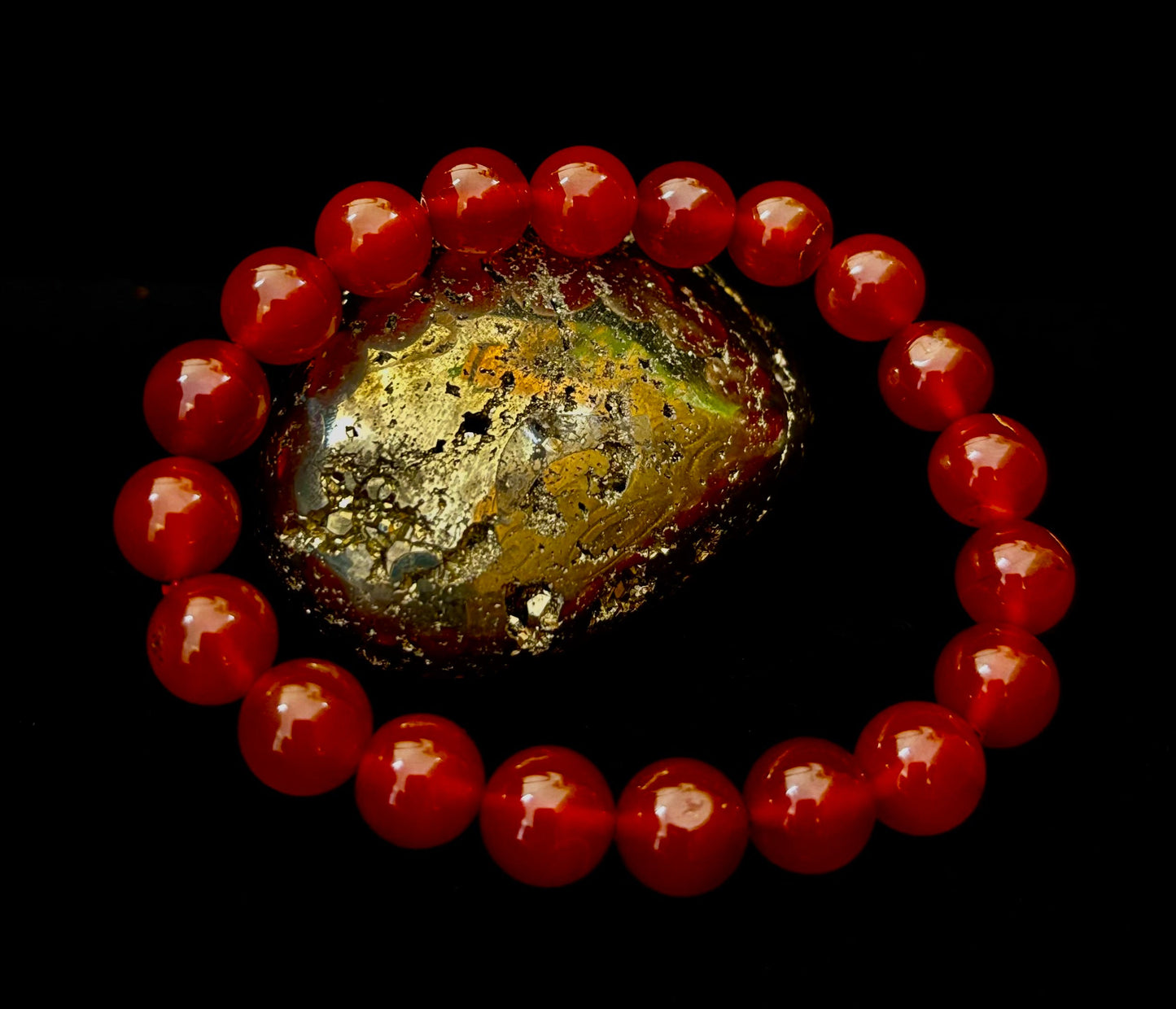 Pulsera de ónix rojo – Conexión a tierra y fuerza, cuentas de piedra natural