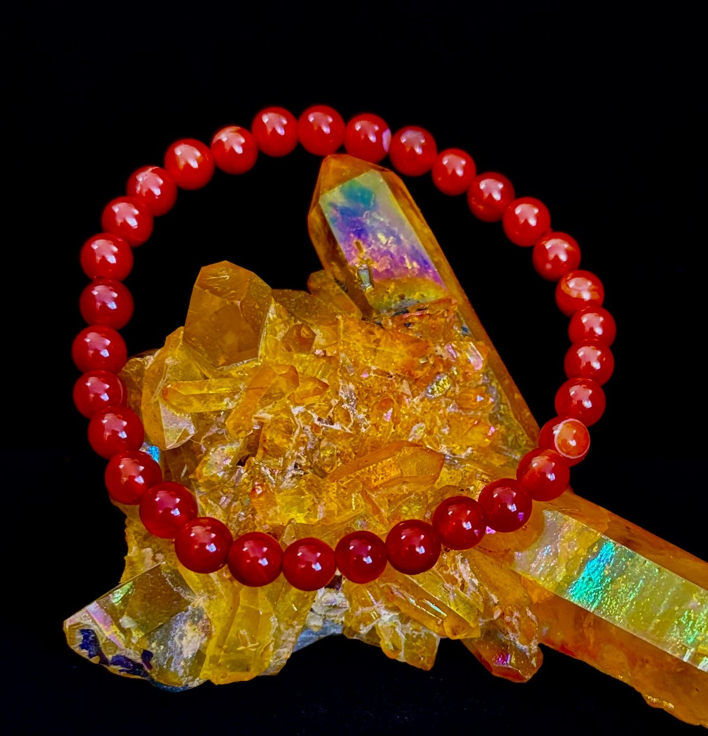 Pulsera de ónix rojo – Conexión a tierra y fuerza, cuentas de piedra natural