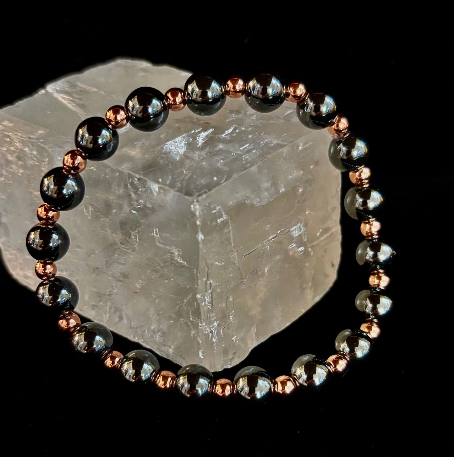 Pulsera de Cobre y Hematita para Hombre – Conexión a Tierra, Fuerza y Equilibrio Energético (Muñecas Grandes)