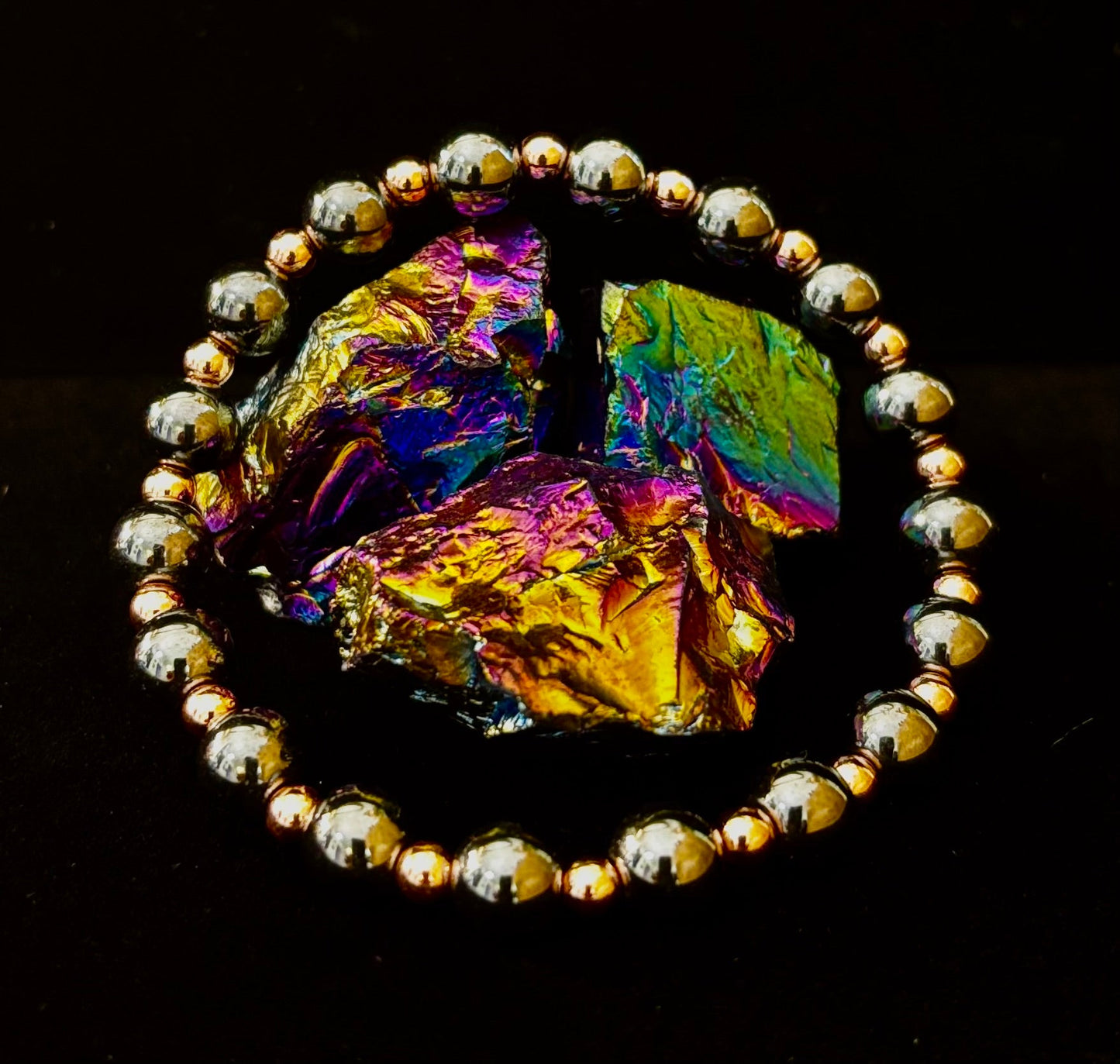 Pulsera de Cobre y Hematita para Hombre – Conexión a Tierra, Fuerza y Equilibrio Energético (Muñecas Grandes)