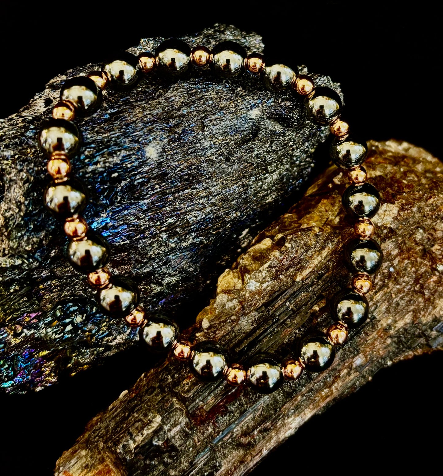 Pulsera de Cobre y Hematita para Hombre – Conexión a Tierra, Fuerza y Equilibrio Energético (Muñecas Grandes)