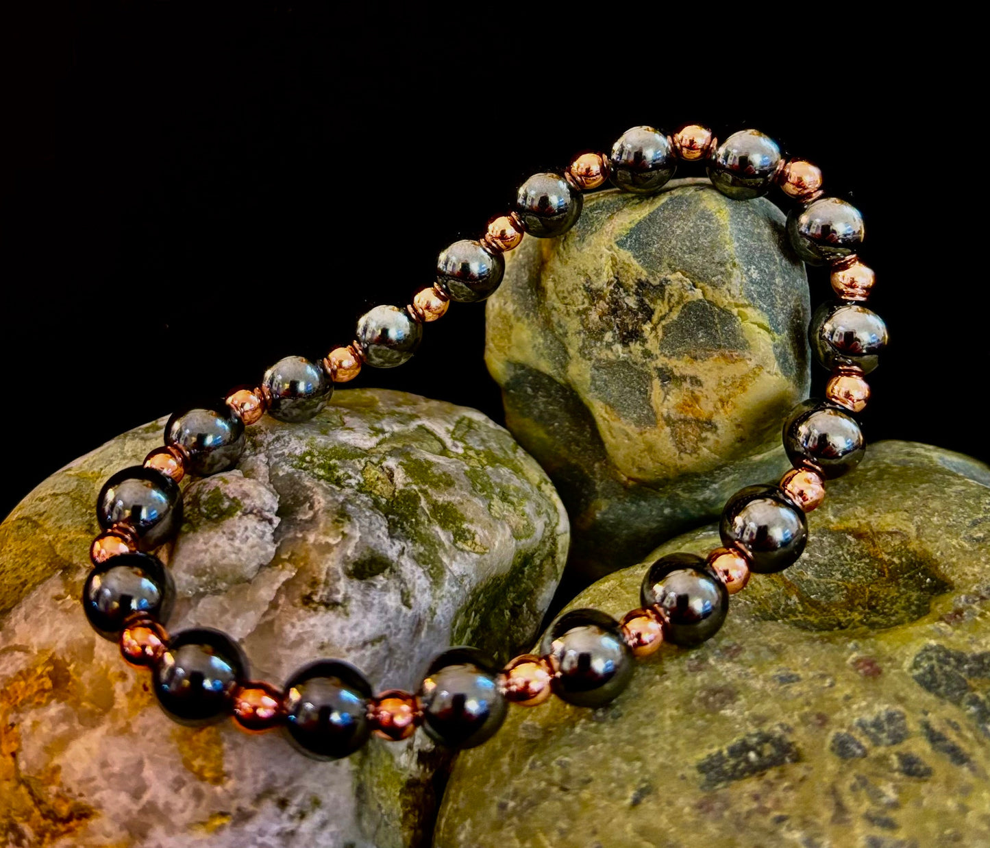 Pulsera de Cobre y Hematita para Hombre – Conexión a Tierra, Fuerza y Equilibrio Energético (Muñecas Grandes)