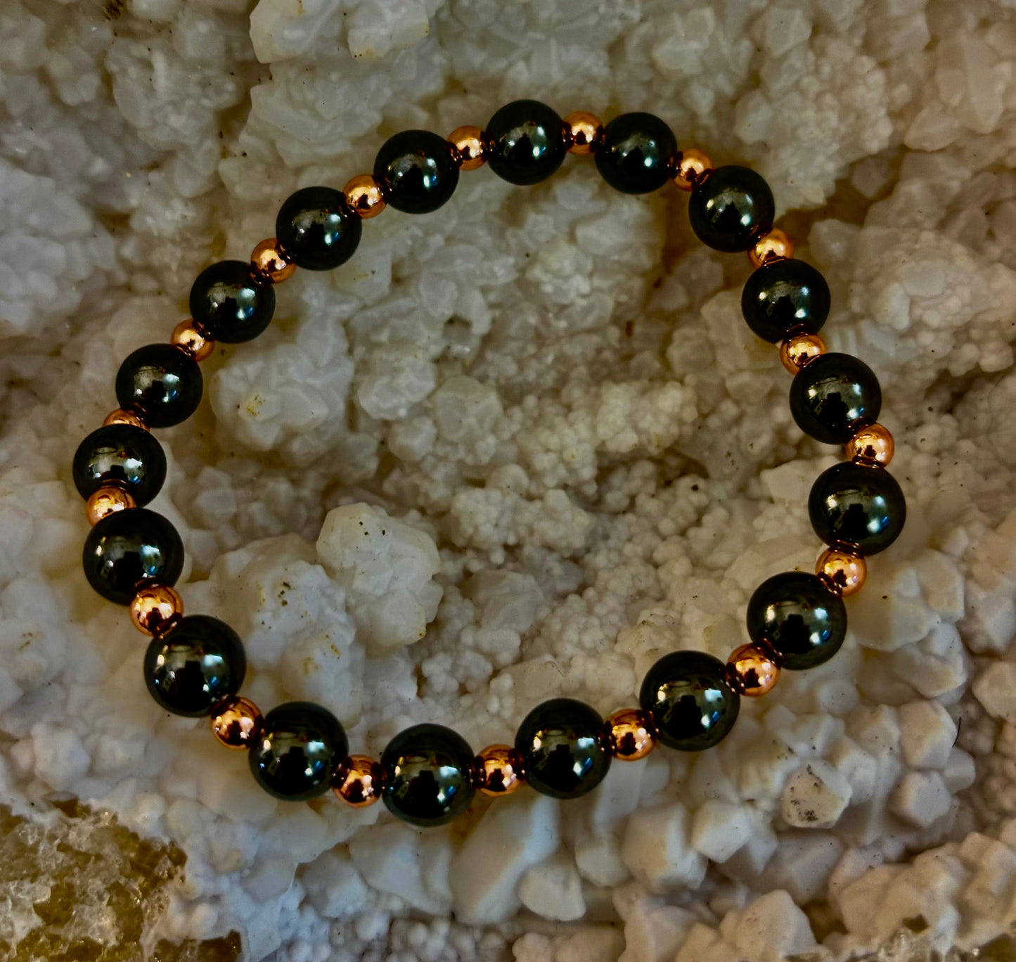 Pulsera de Cobre y Hematita para Hombre – Conexión a Tierra, Fuerza y Equilibrio Energético (Muñecas Grandes)