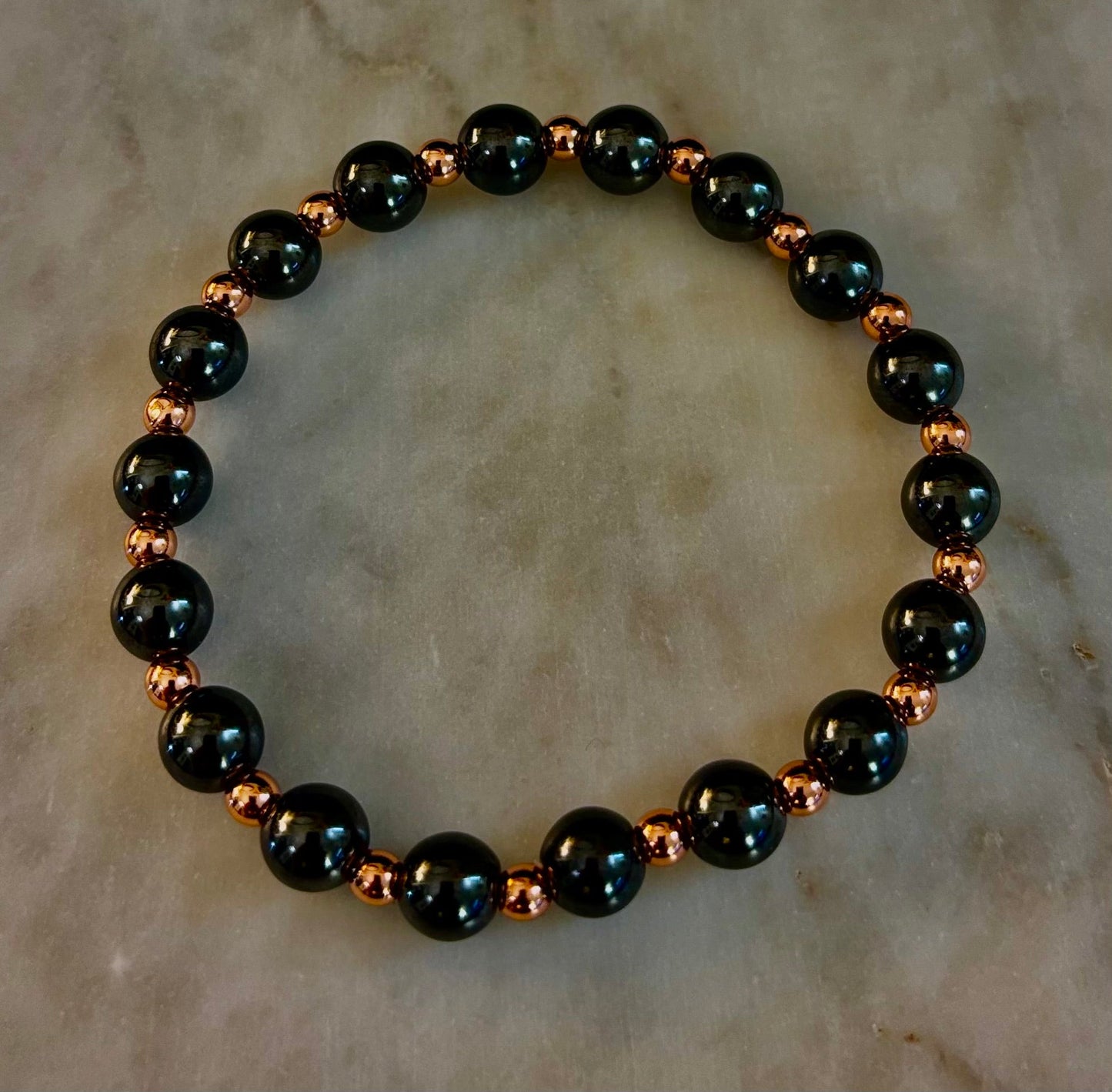 Pulsera de Cobre y Hematita para Hombre – Conexión a Tierra, Fuerza y Equilibrio Energético (Muñecas Grandes)