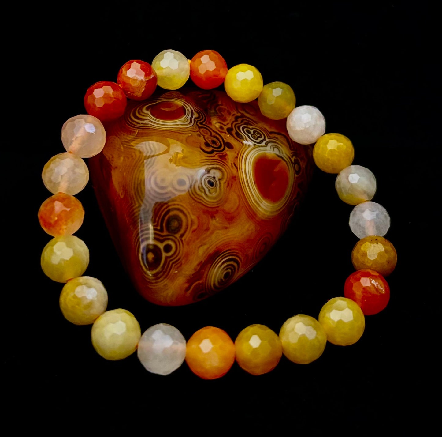 Pulsera de Aventurina Naranja Brillante con Corte Poliédrico – 8mm (Muñeca Mediana) | Piedra de la Confianza y la Creatividad Infundida con Reiki