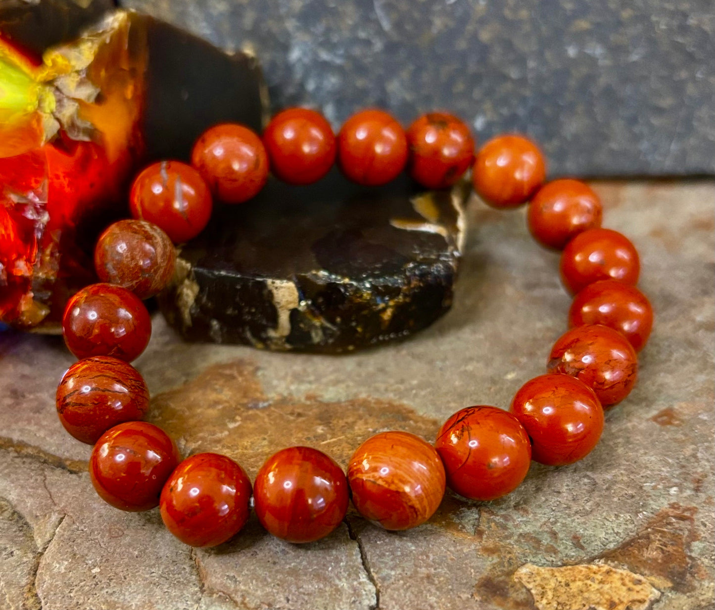 Pulsera de jaspe rojo con reiki – Cuentas de 10 mm para conexión a tierra y fuerza