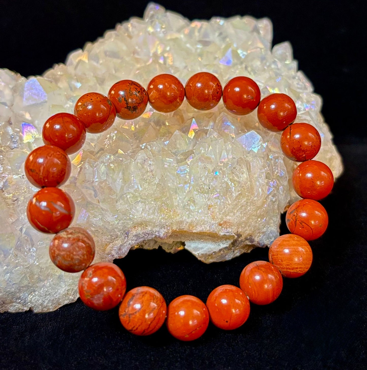 Pulsera de jaspe rojo con reiki – Cuentas de 10 mm para conexión a tierra y fuerza