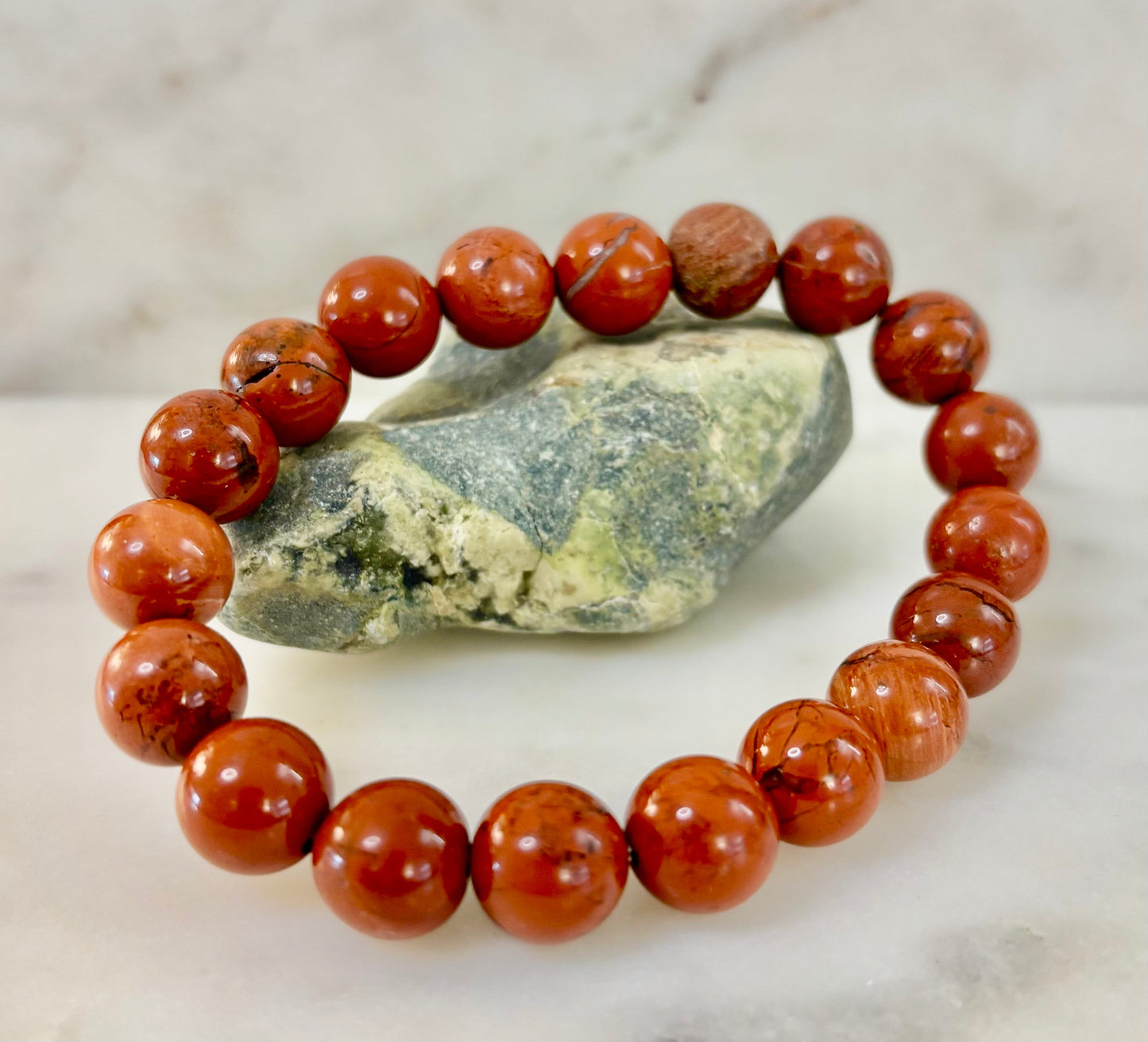 Pulsera de jaspe rojo con reiki – Cuentas de 10 mm para conexión a tierra y fuerza