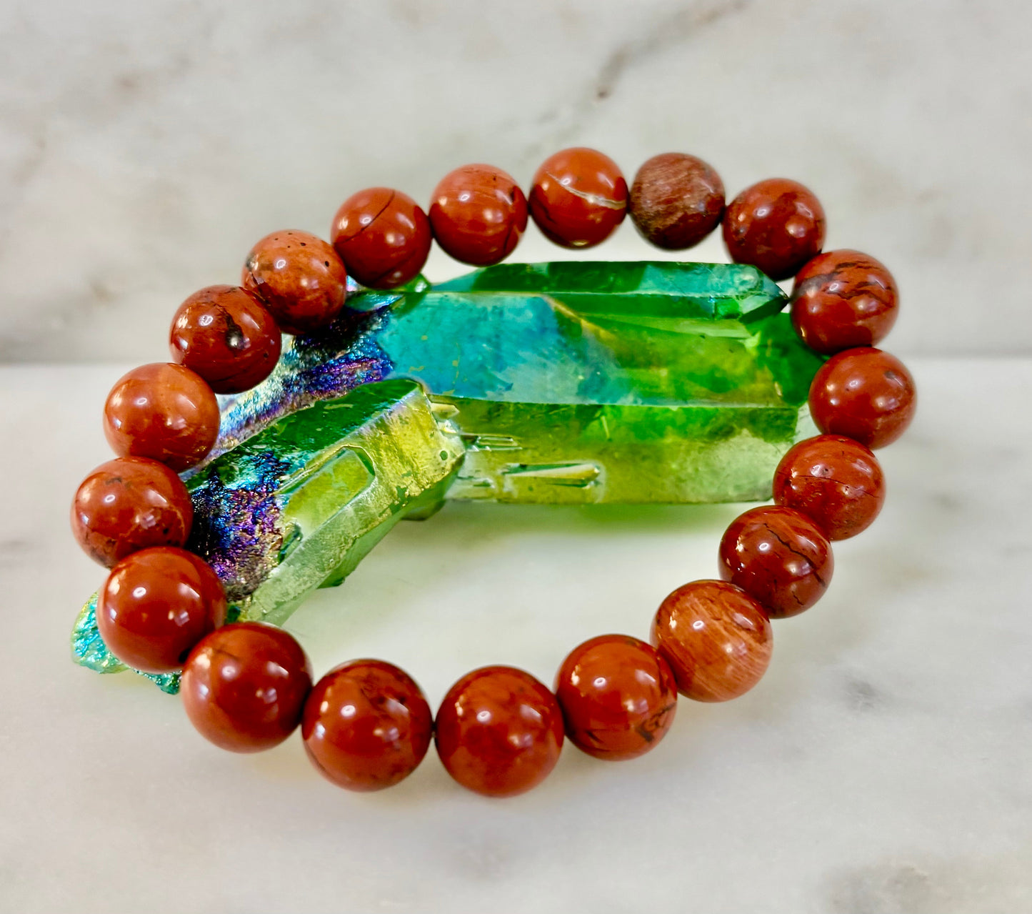 Pulsera de jaspe rojo con reiki – Cuentas de 10 mm para conexión a tierra y fuerza