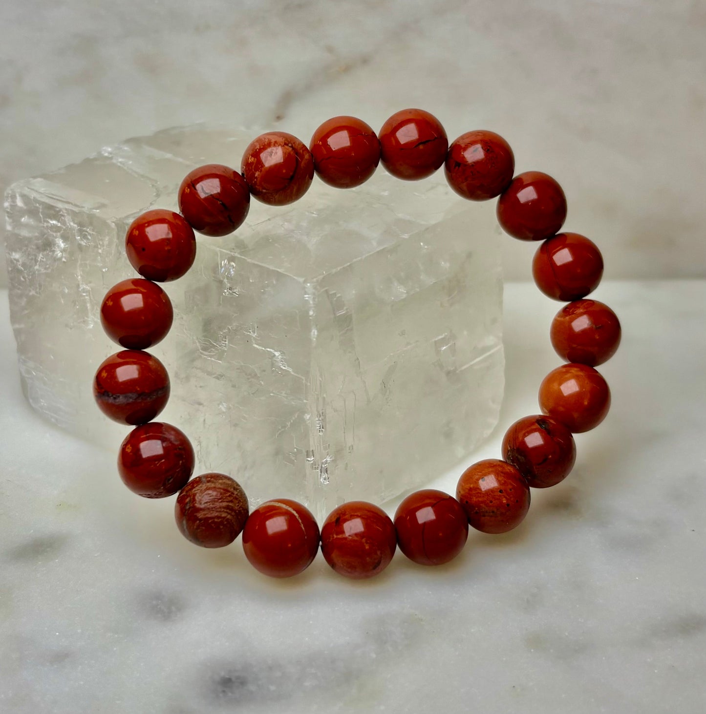 Pulsera de jaspe rojo con reiki – Cuentas de 10 mm para conexión a tierra y fuerza