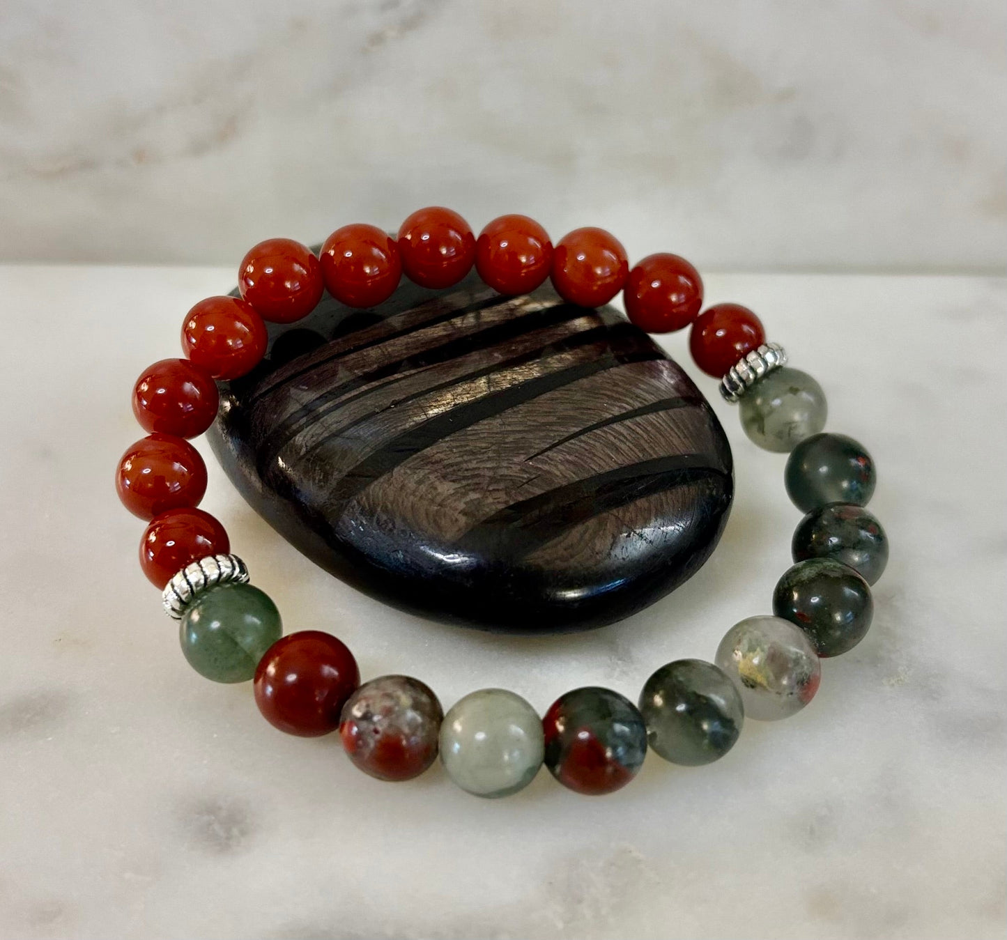 Pulsera con propósito de salud y bienestar – Cornalina y heliotropo infundidas con reiki
