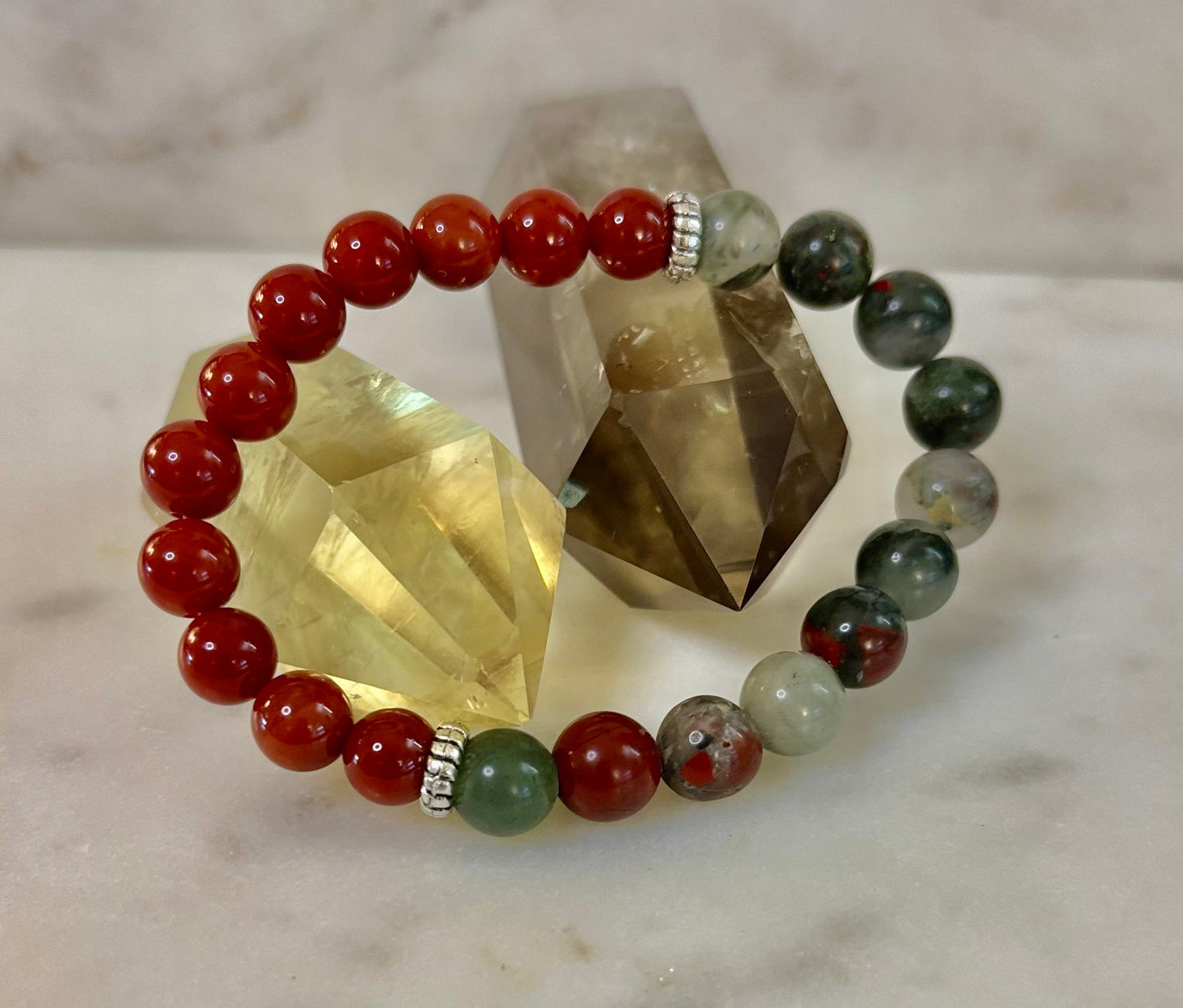 Pulsera con propósito de salud y bienestar – Cornalina y heliotropo infundidas con reiki