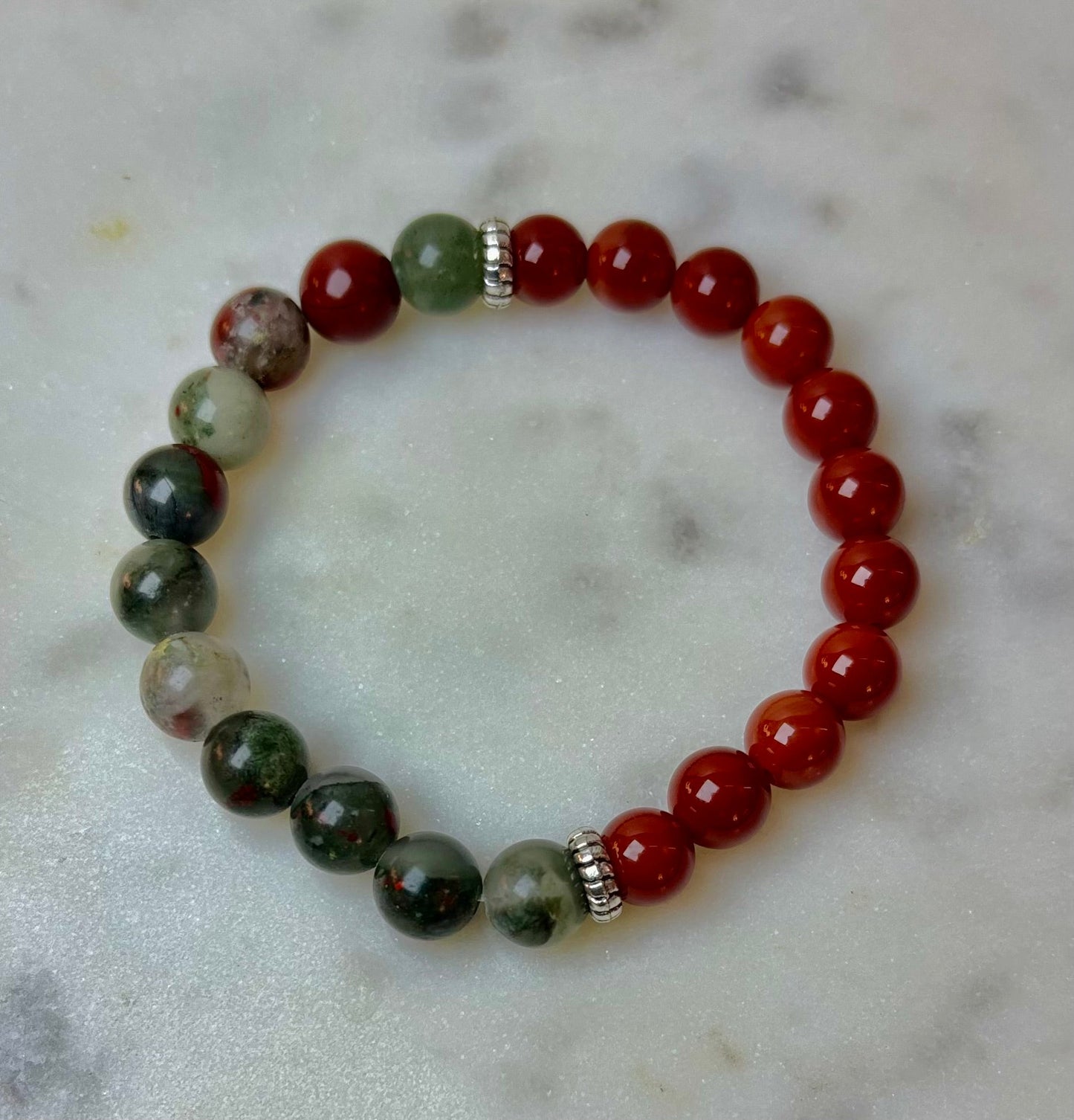 Pulsera con propósito de salud y bienestar – Cornalina y heliotropo infundidas con reiki