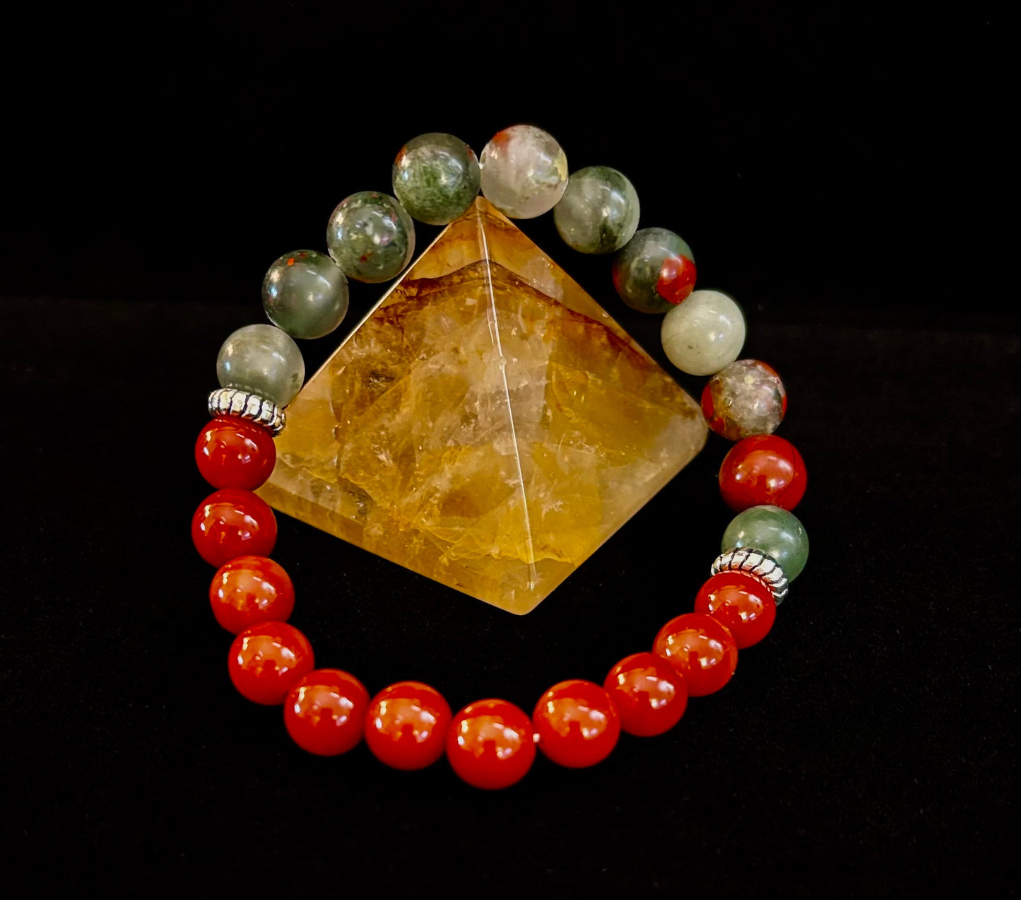 Pulsera con propósito de salud y bienestar – Cornalina y heliotropo infundidas con reiki