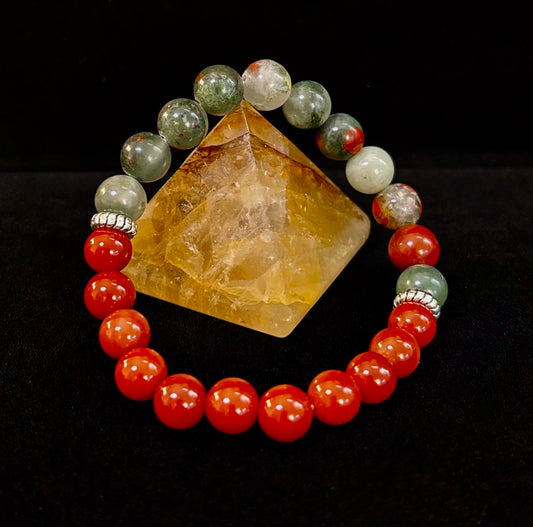 Pulsera con propósito de salud y bienestar – Cornalina y heliotropo infundidas con reiki