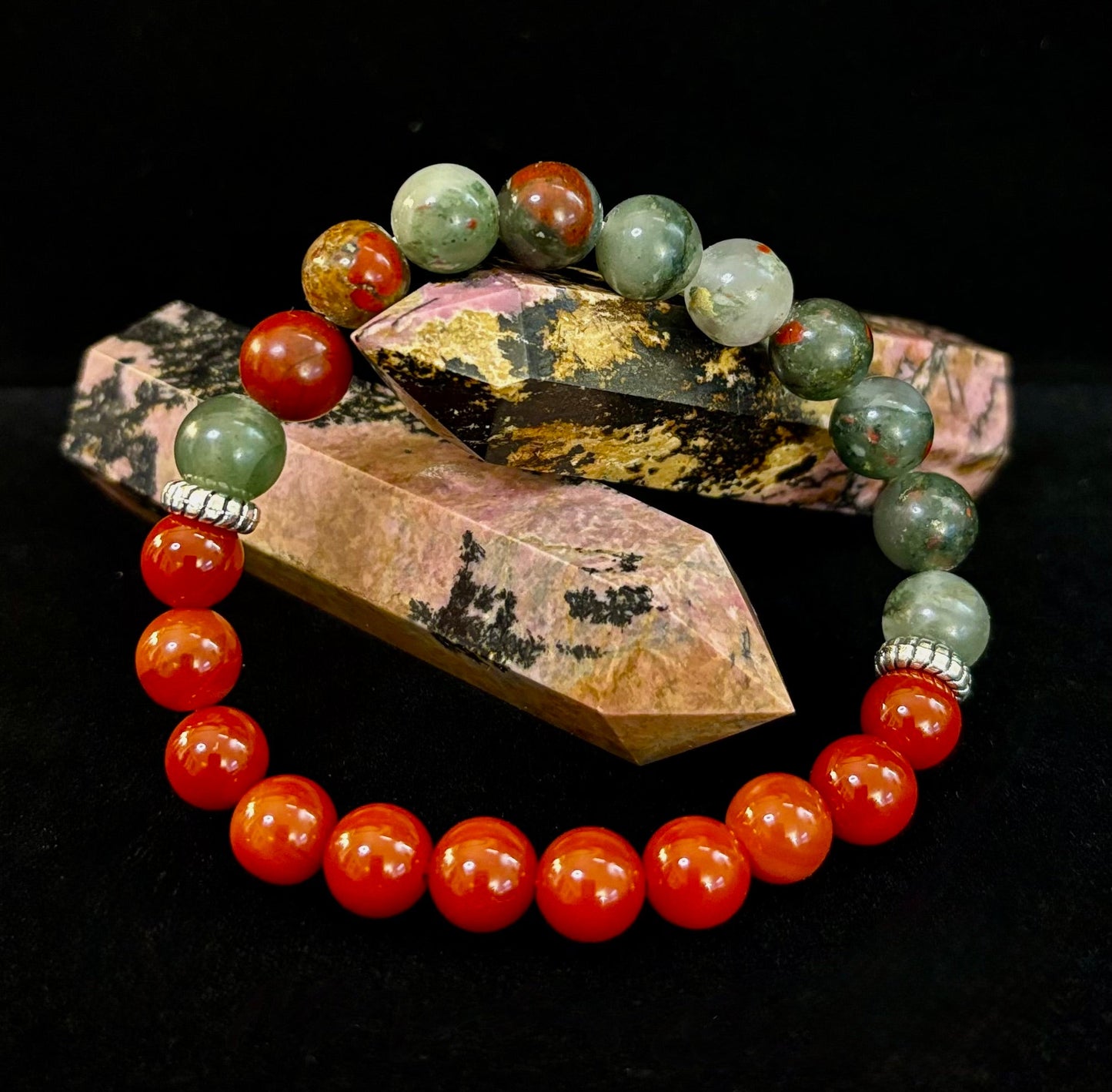 Pulsera con propósito de salud y bienestar – Cornalina y heliotropo infundidas con reiki