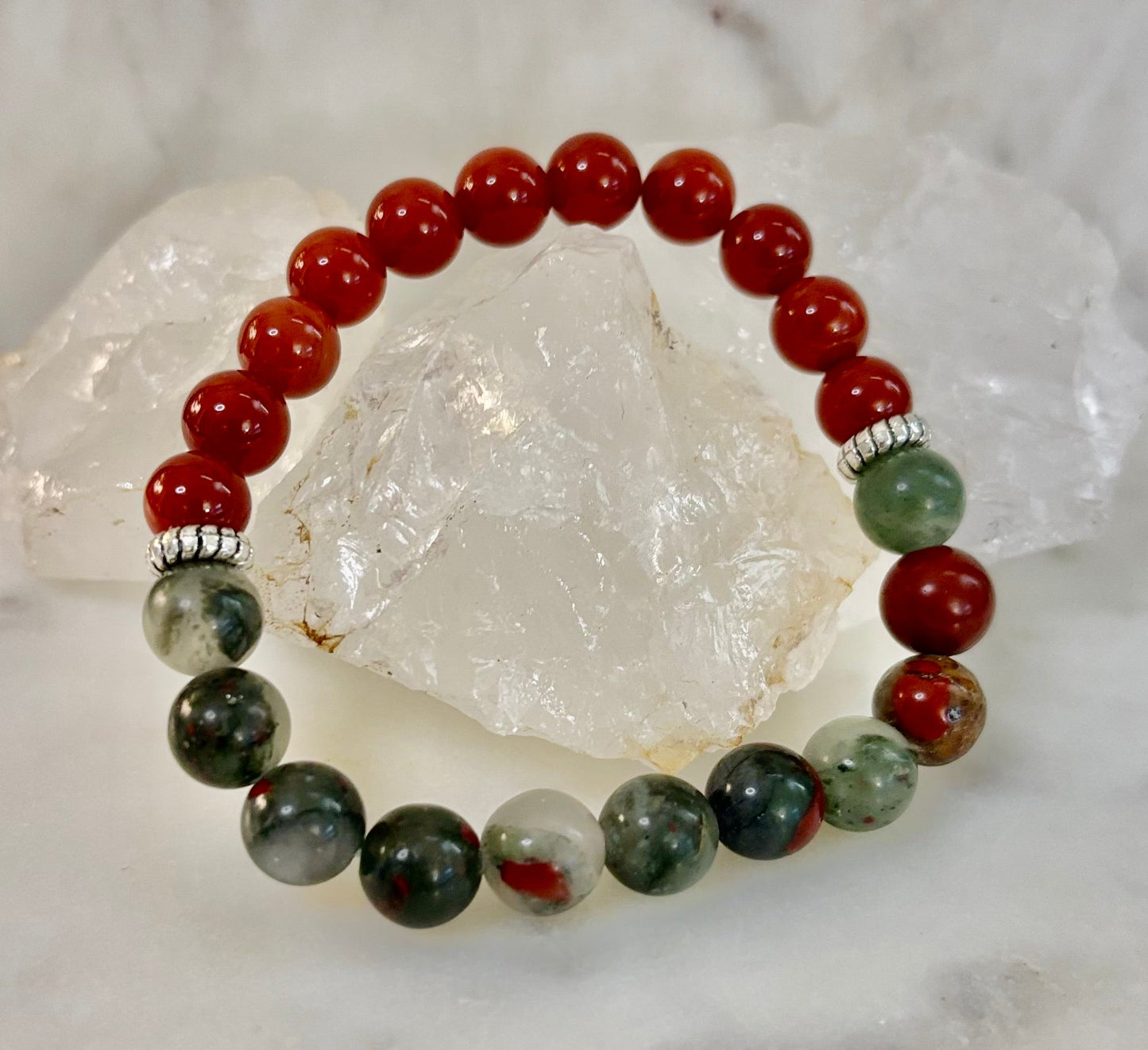 Pulsera con propósito de salud y bienestar – Cornalina y heliotropo infundidas con reiki