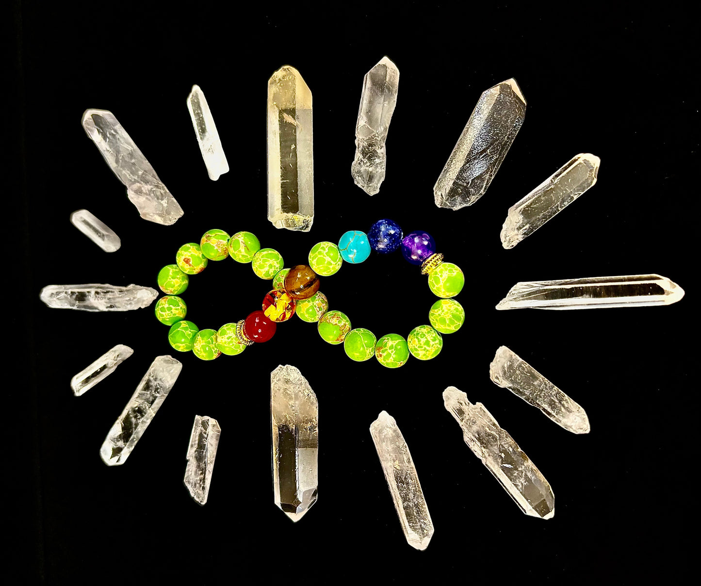 Pulsera Curativa de 7 Chakras con Jaspe Sedimentario Verde – Equilibrio, Alineación y Enraizamiento
