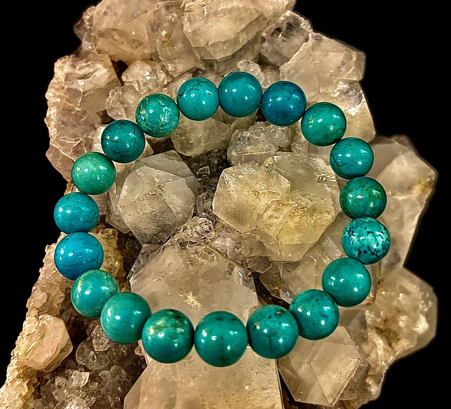 Pulsera de Cuentas de Howlita Turquesa Natural – Piedras de 8mm y 10mm para Calma y Protección (Muñecas Medianas)