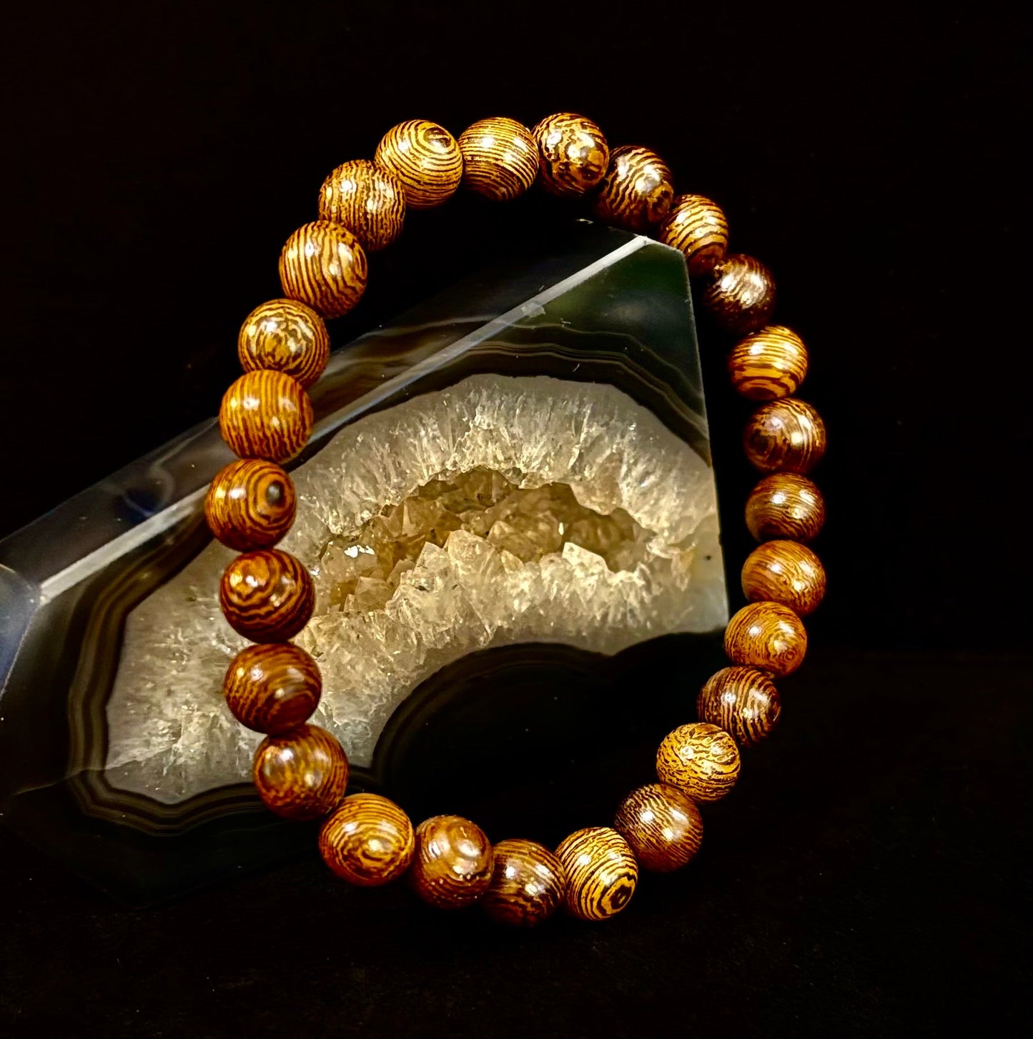 Pulsera de cuentas de madera Barely There – Estilo tierra ultraligero para hombres (muñecas grandes)