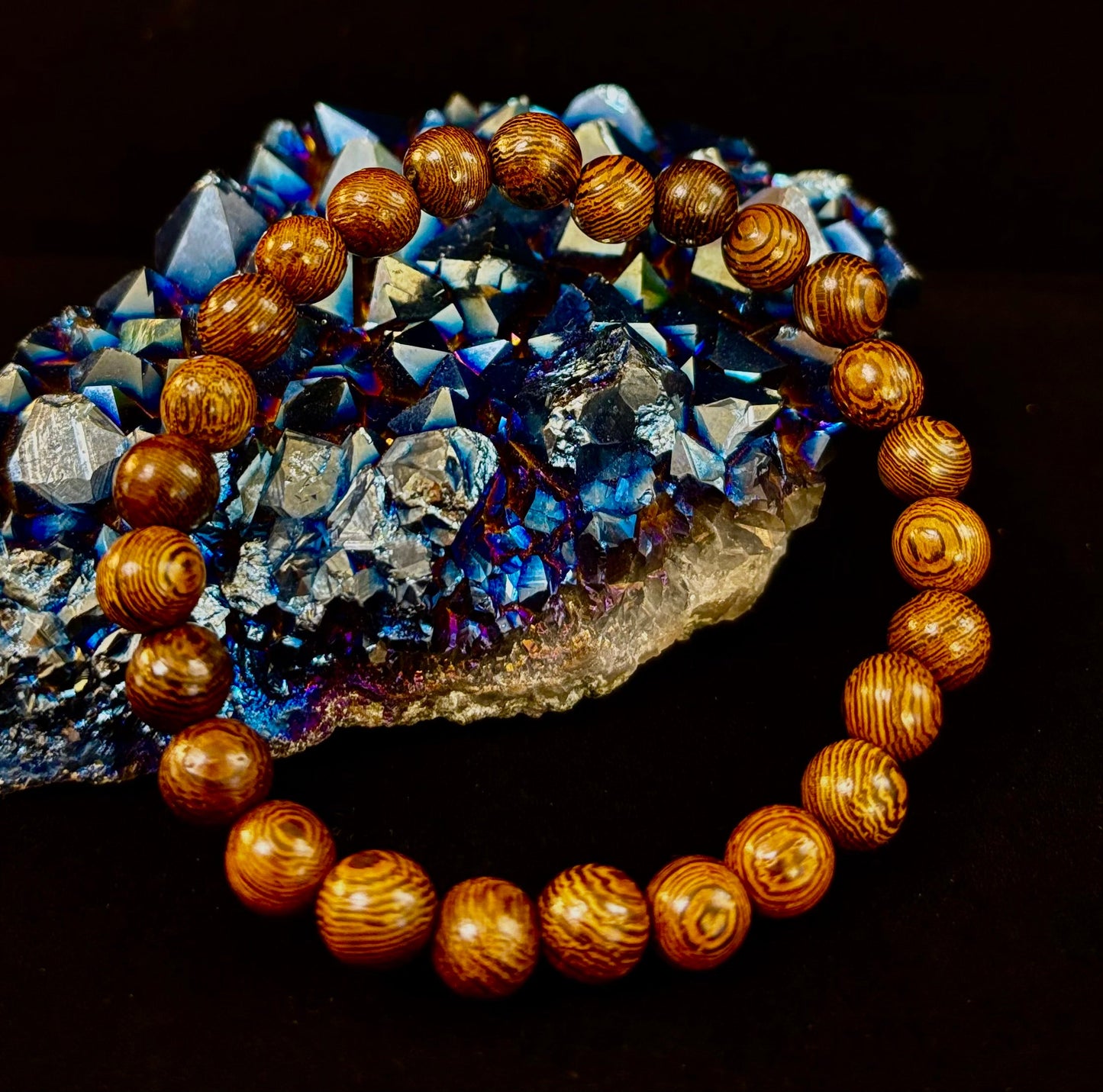 Pulsera de cuentas de madera Barely There – Estilo tierra ultraligero para hombres (muñecas grandes)