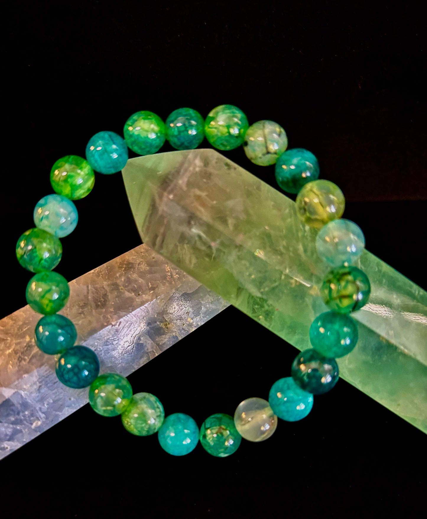 Pulsera de Ágata Veteada Dragón Verde – Joyería de Piedra Natural (8mm/10mm)