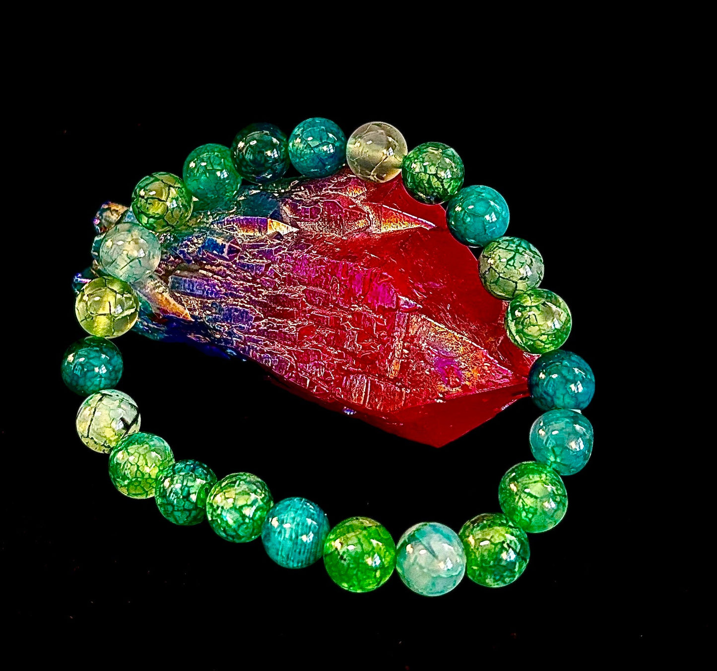 Pulsera de Ágata Veteada Dragón Verde – Joyería de Piedra Natural (8mm/10mm)