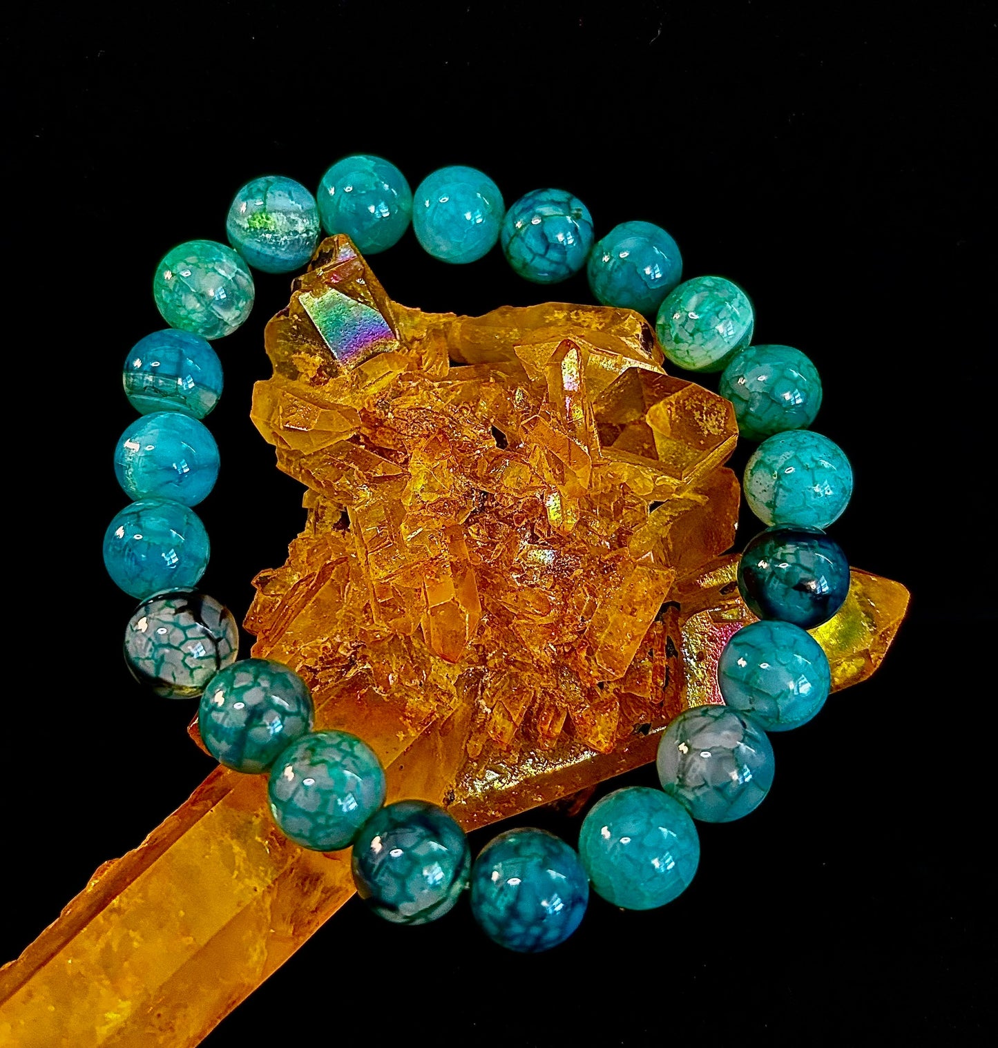 Pulsera de Ágata Veteada Dragón Verde – Joyería de Piedra Natural (8mm/10mm)