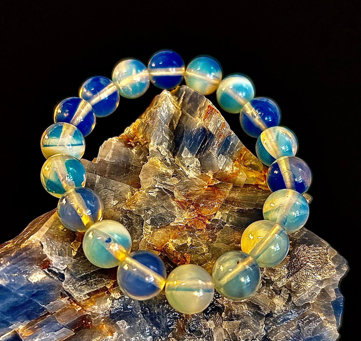 Pulsera de curación de opalita – Energía espiritual y paz interior (cuentas de 8 mm o 10 mm, dos opciones de tamaño de muñeca)