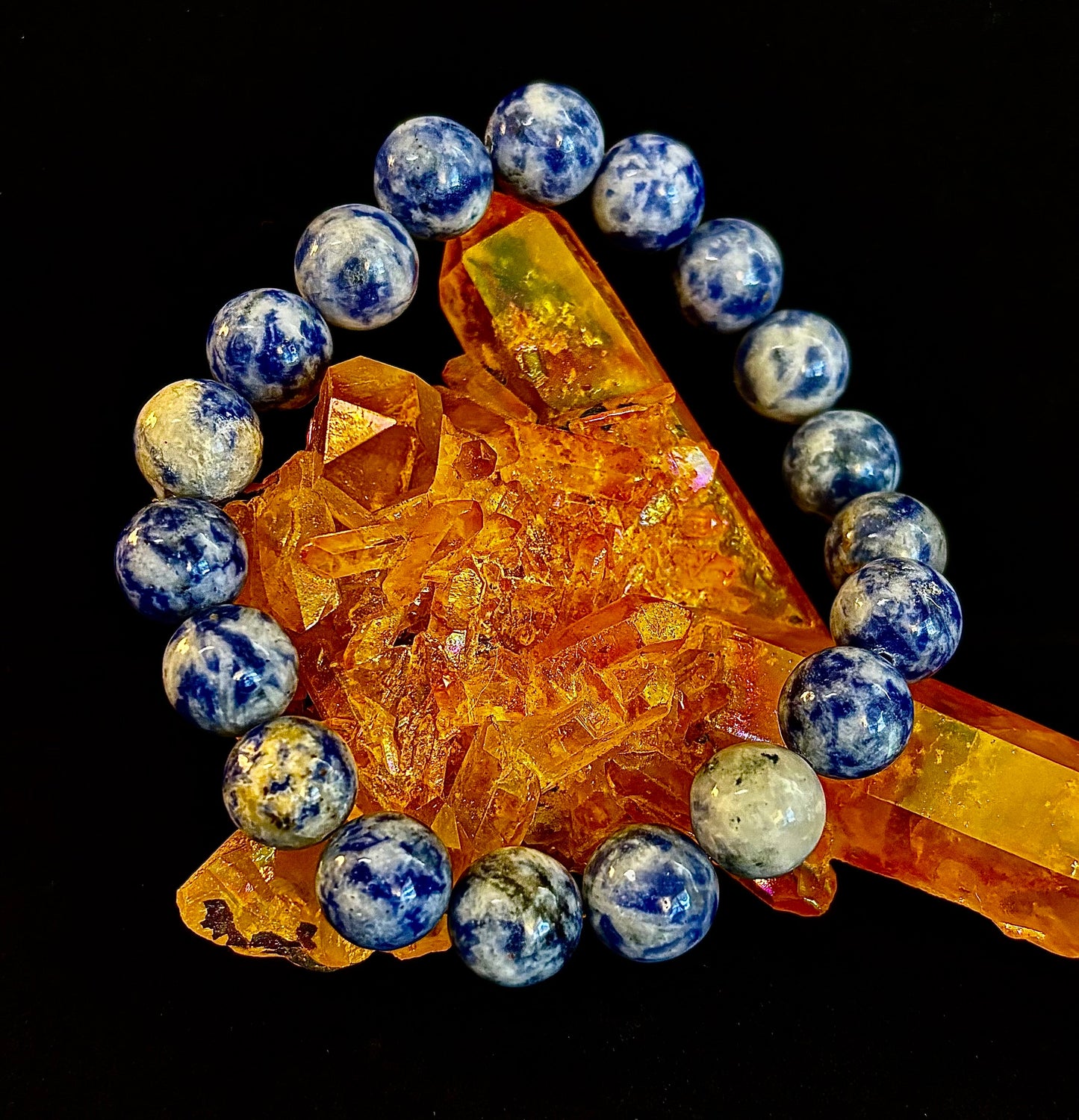 Pulsera de jaspe Blue Spot con cuentas – Muñecas medianas