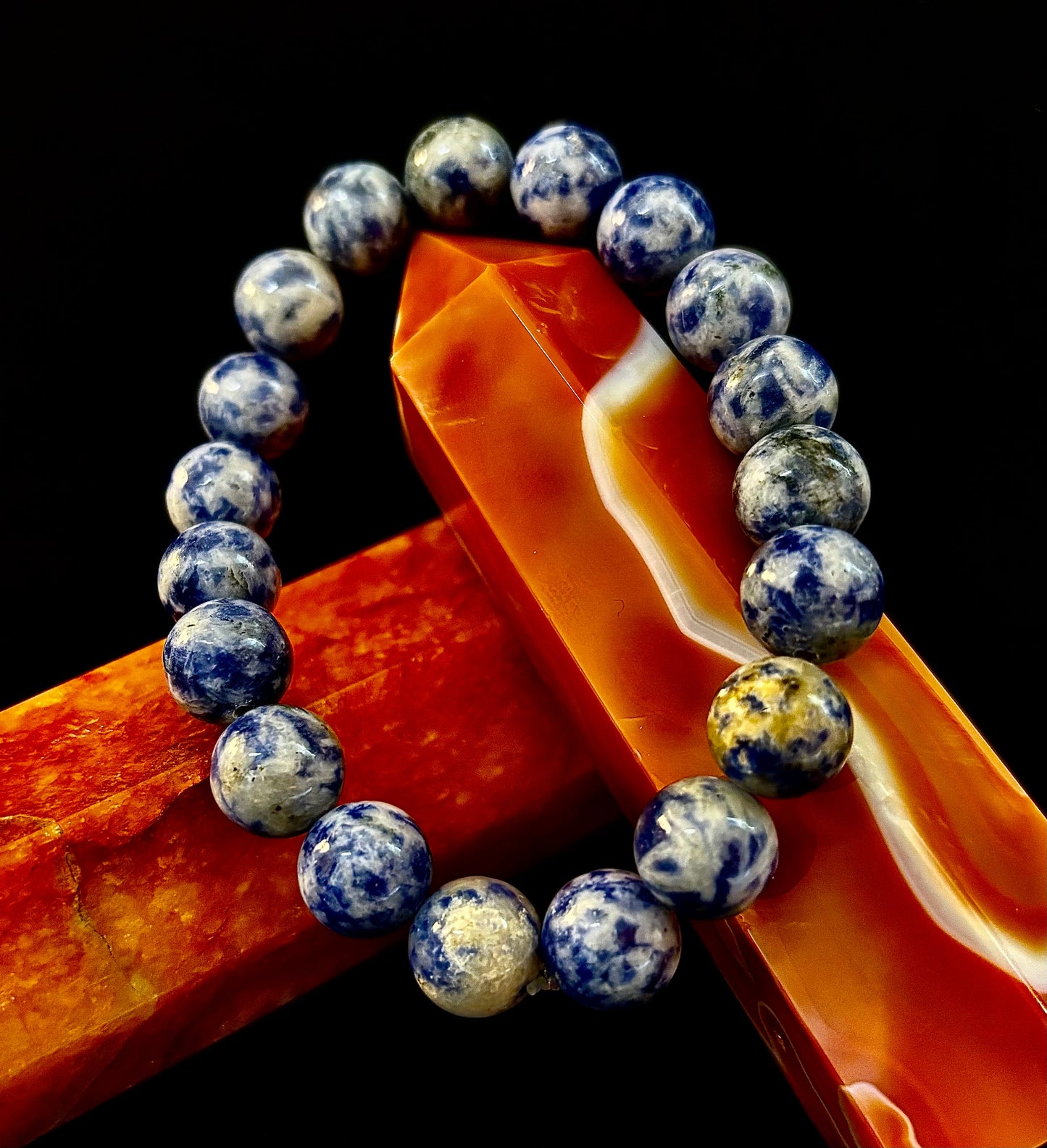 Pulsera de jaspe Blue Spot con cuentas – Muñecas medianas