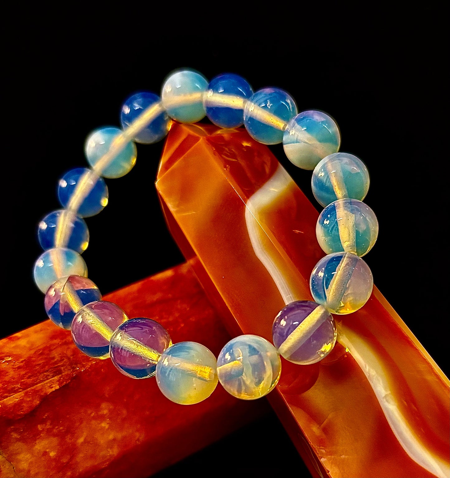 Pulsera de curación de opalita – Energía espiritual y paz interior (cuentas de 8 mm o 10 mm, dos opciones de tamaño de muñeca)