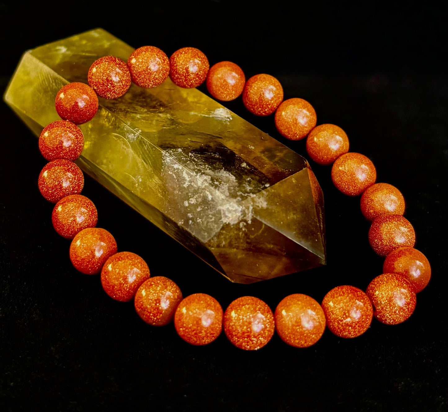 Pulsera de cuentas Goldstone – Confianza, ambición y energía positiva