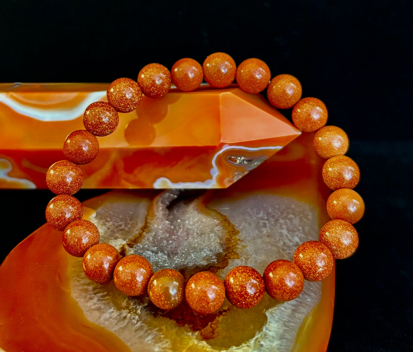 Pulsera de cuentas Goldstone – Confianza, ambición y energía positiva
