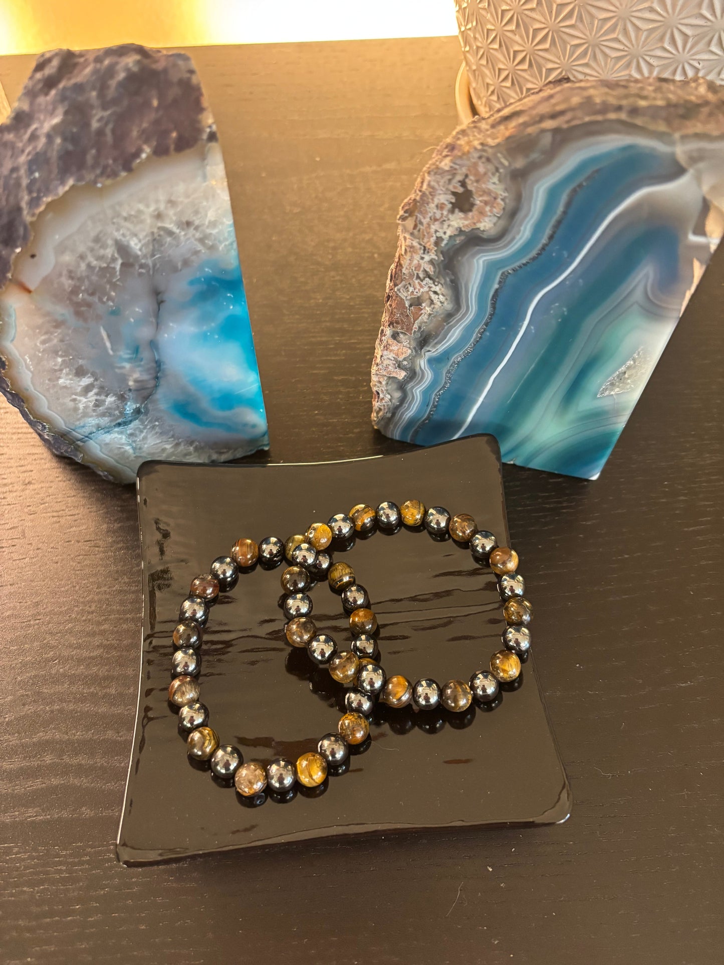 Pulsera de protección de Ojo de Tigre y Hematita – Fuerza, Equilibrio y Energía de Enraizamiento