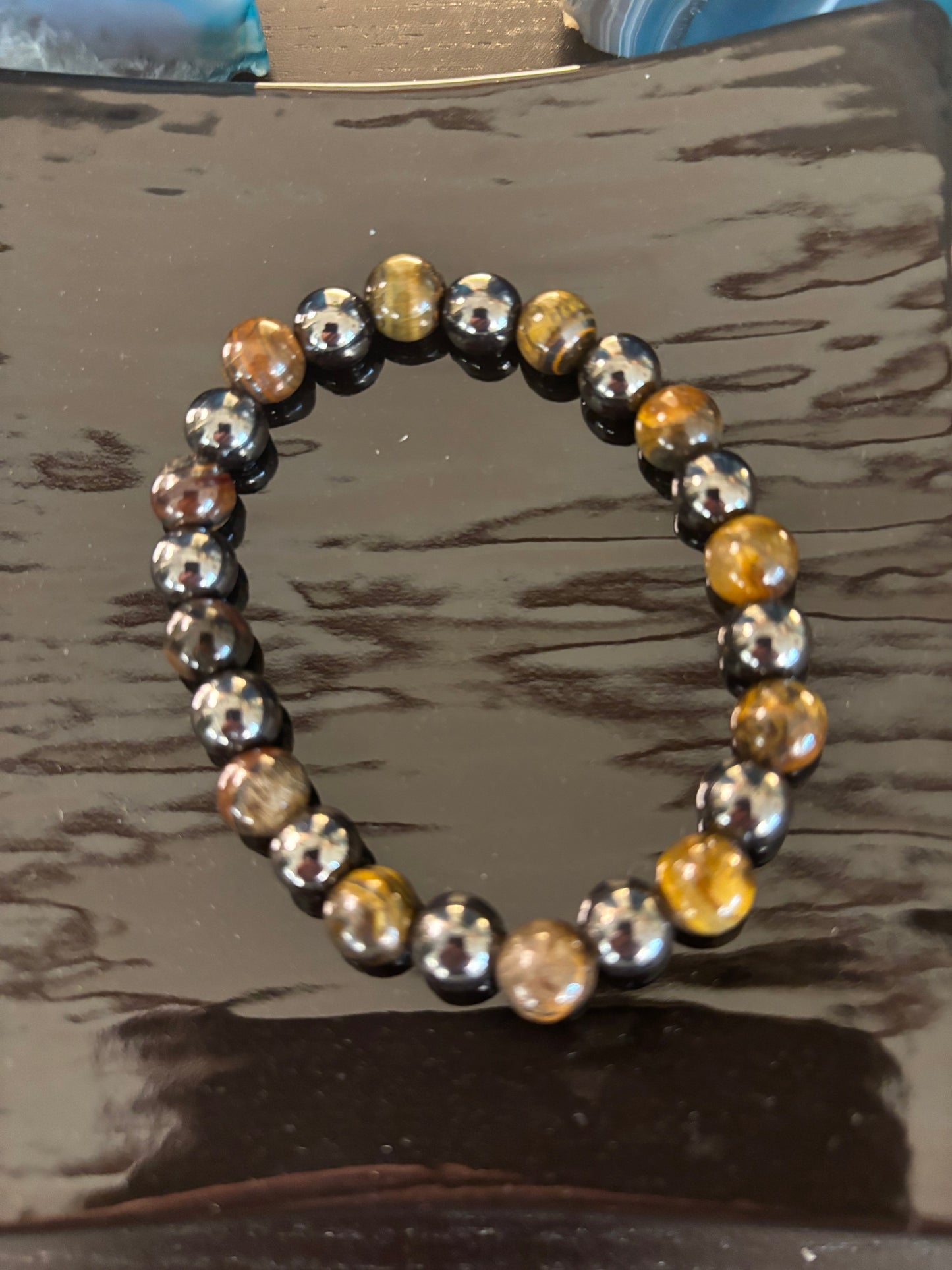 Pulsera de protección de Ojo de Tigre y Hematita – Fuerza, Equilibrio y Energía de Enraizamiento