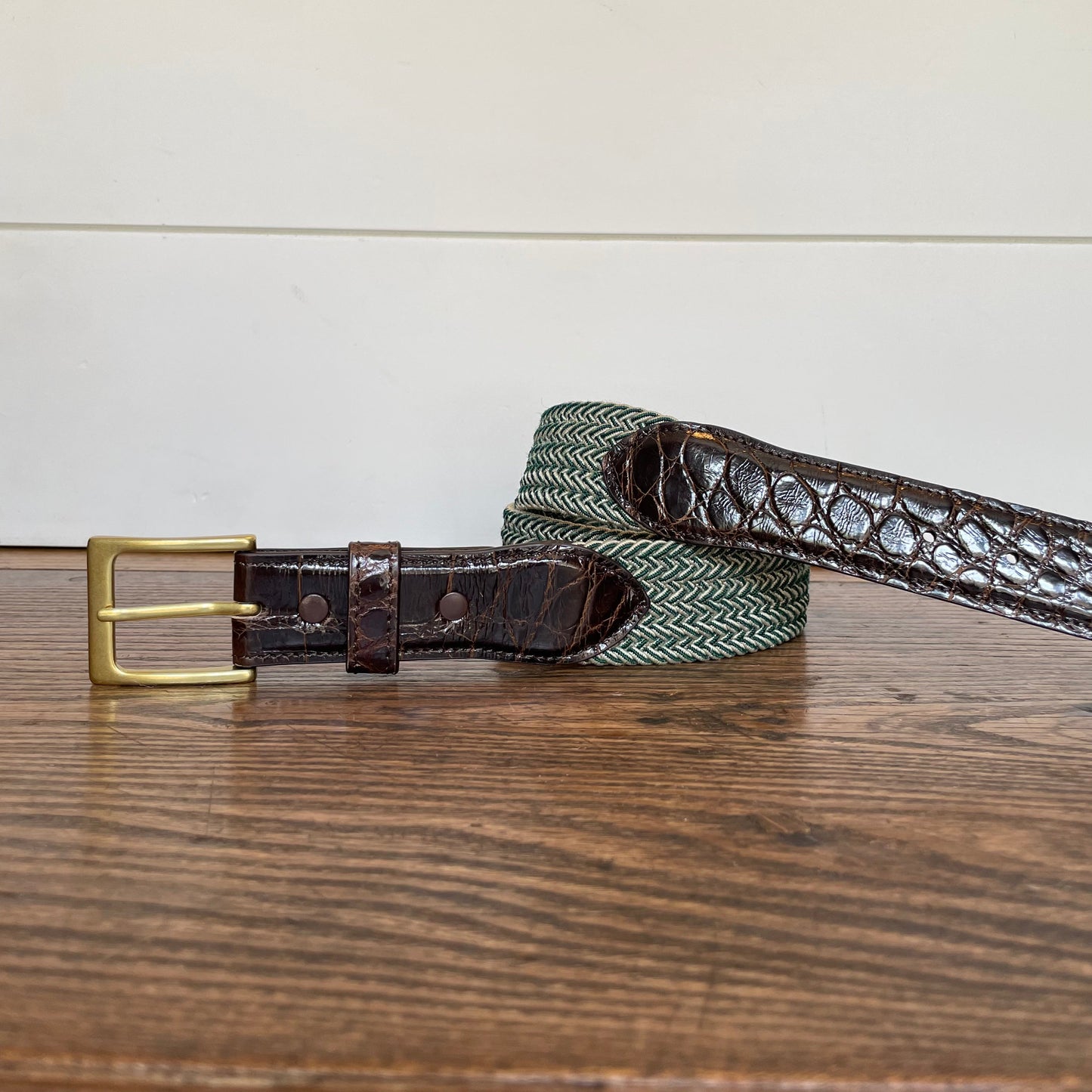 The Stretch Belt, Green & Tan