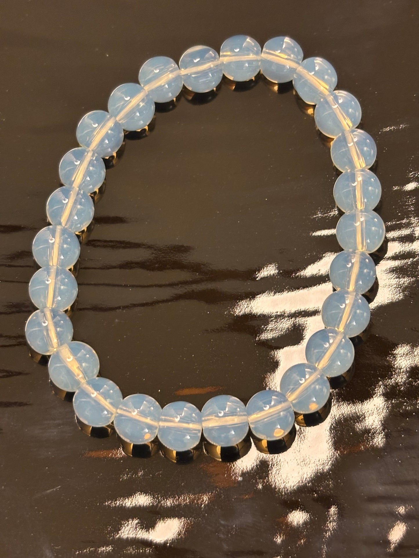 Pulsera de curación de opalita – Energía espiritual y paz interior (cuentas de 8 mm o 10 mm, dos opciones de tamaño de muñeca)