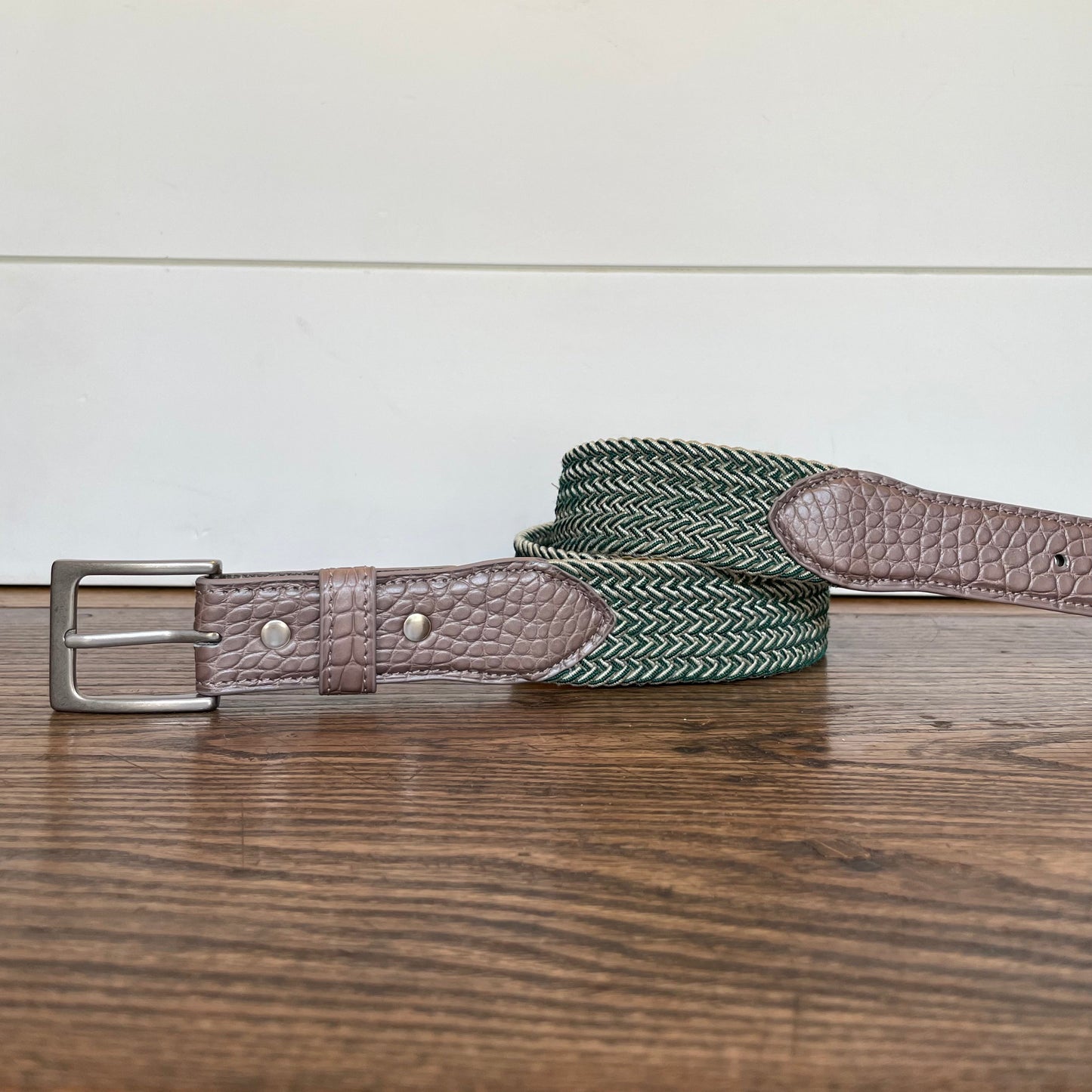 The Stretch Belt, Green & Tan