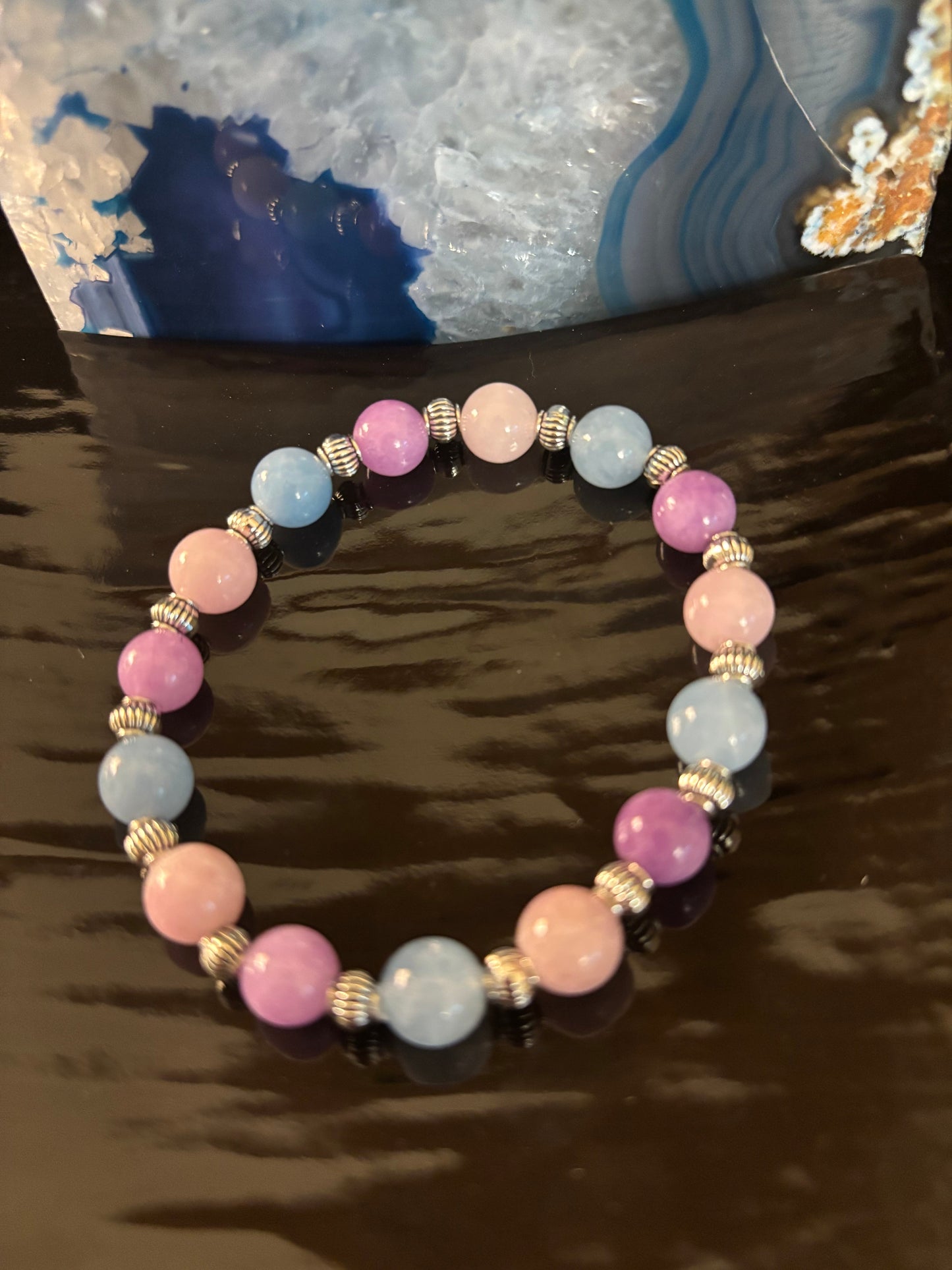 Pulsera Calmante – Cuentas de Aguamarina y Kunzita | Reduce el estrés y abraza la paz interior