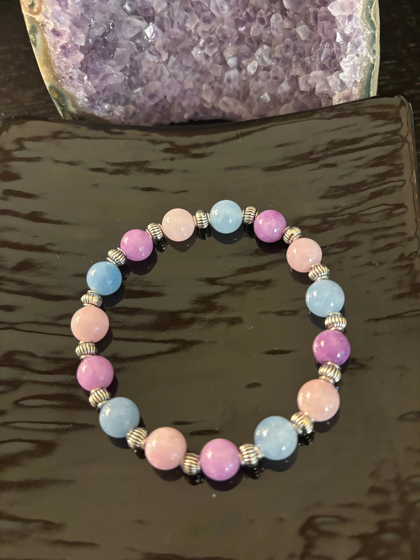 Pulsera Calmante – Cuentas de Aguamarina y Kunzita | Reduce el estrés y abraza la paz interior