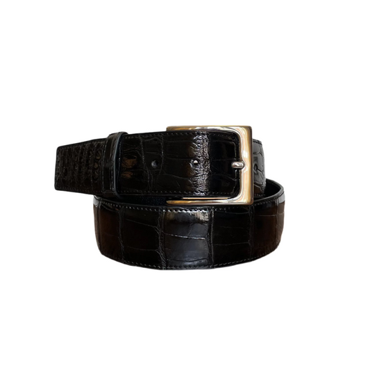 Cinturón de piel completa, negro glaseado