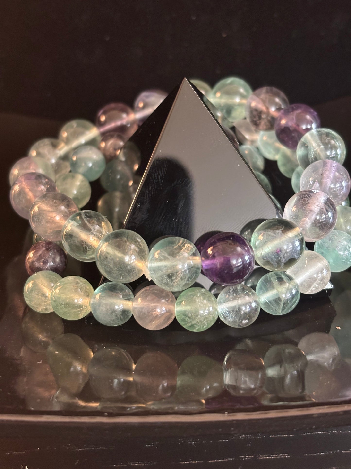 Pulsera de curación espiritual de fluorita natural – Cuentas de piedras preciosas de 6 mm, 8 mm o 10 mm