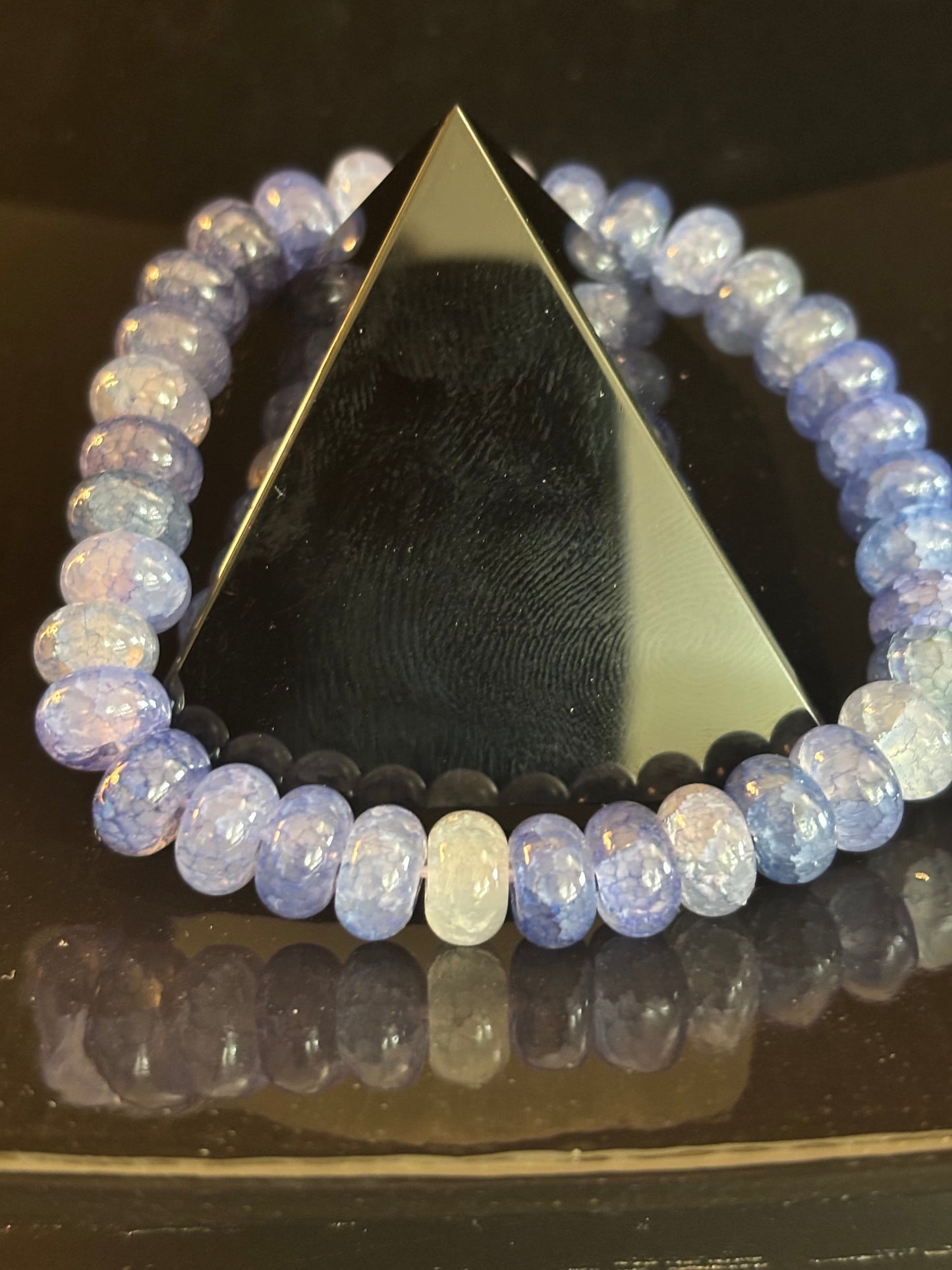 Pulsera de ágata azul para intuición y serenidad – Cuentas facetadas tipo rondelle (muñecas medianas)