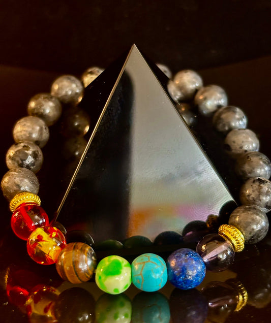 Pulsera para el equilibrio energético Chakra y espectrolita negra
