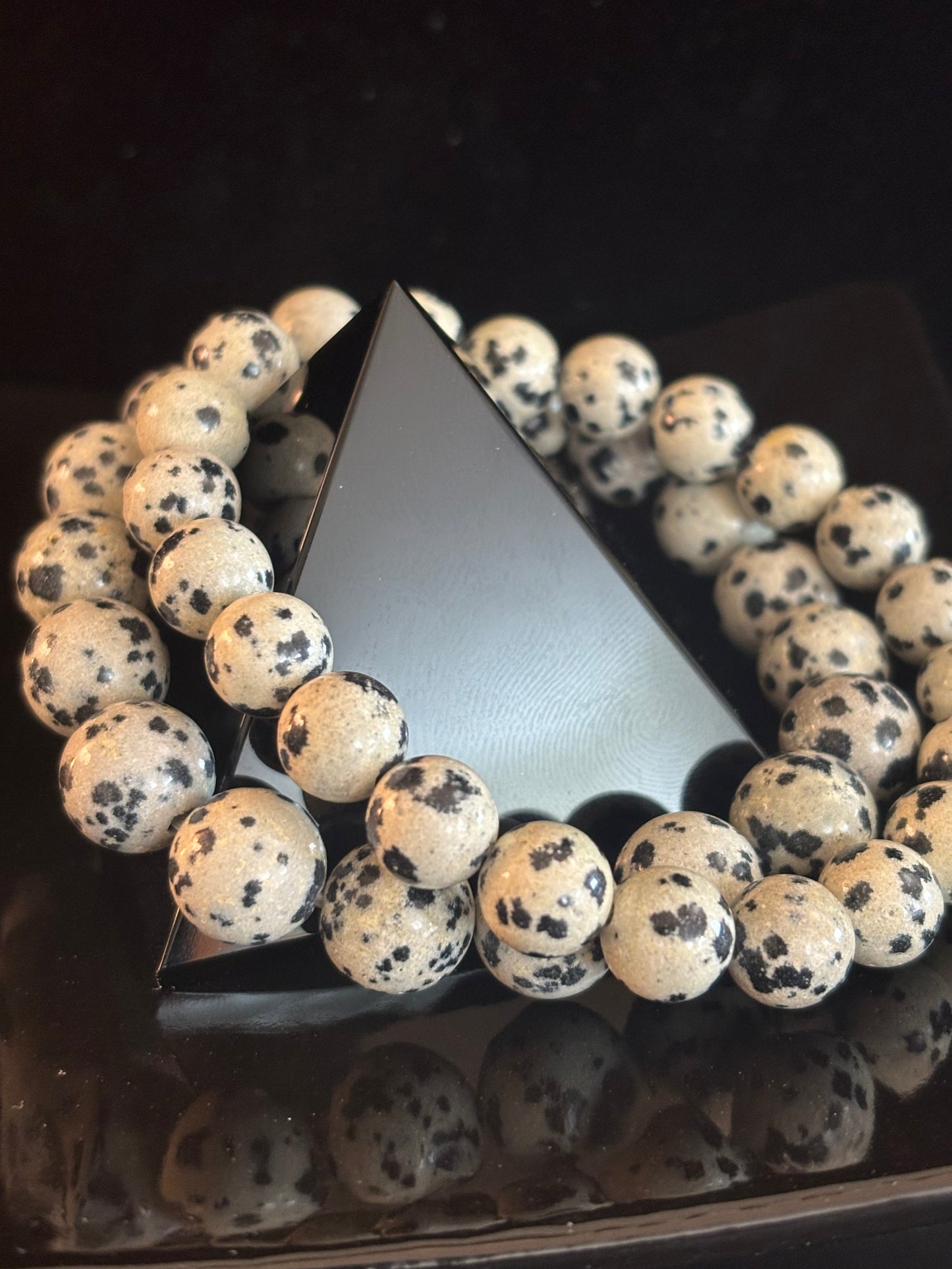 Pulsera de Jaspe Dálmata Protección y Alegría – Cuentas de Piedra Natural de 8mm o 10mm