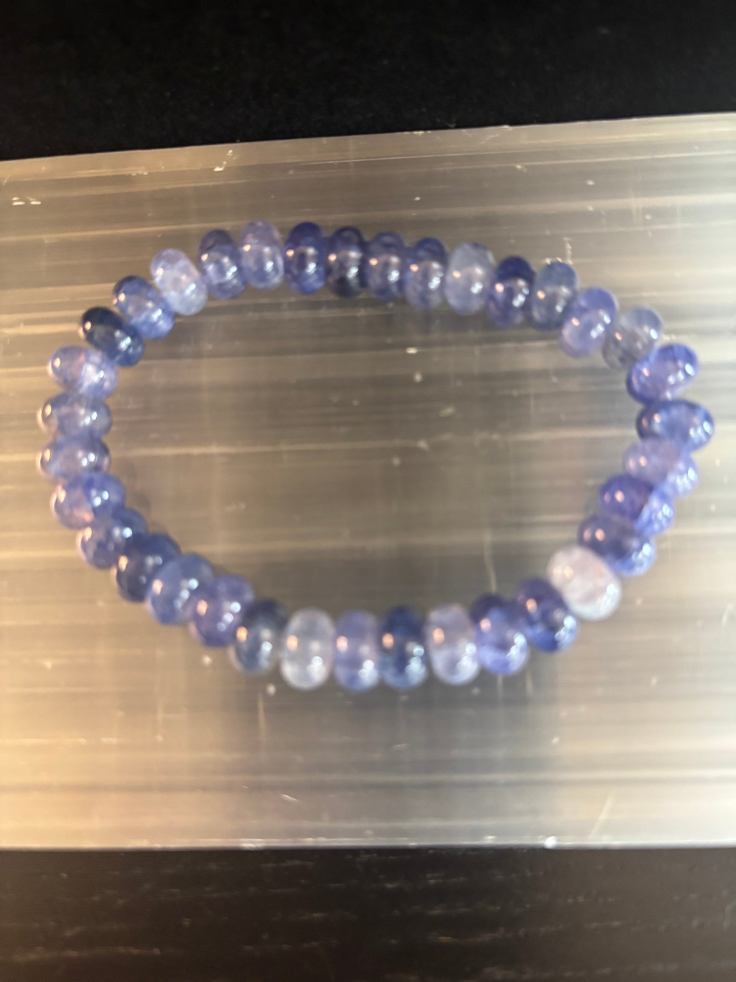 Pulsera de ágata azul para intuición y serenidad – Cuentas facetadas tipo rondelle (muñecas medianas)
