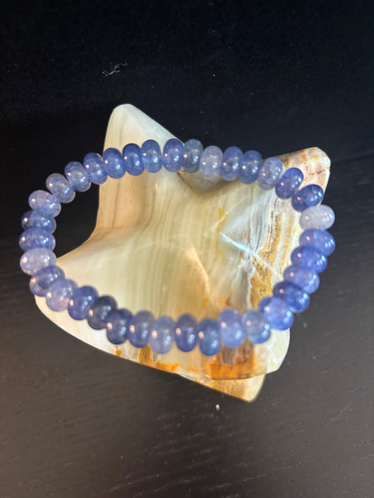 Pulsera de ágata azul para intuición y serenidad – Cuentas facetadas tipo rondelle (muñecas medianas)