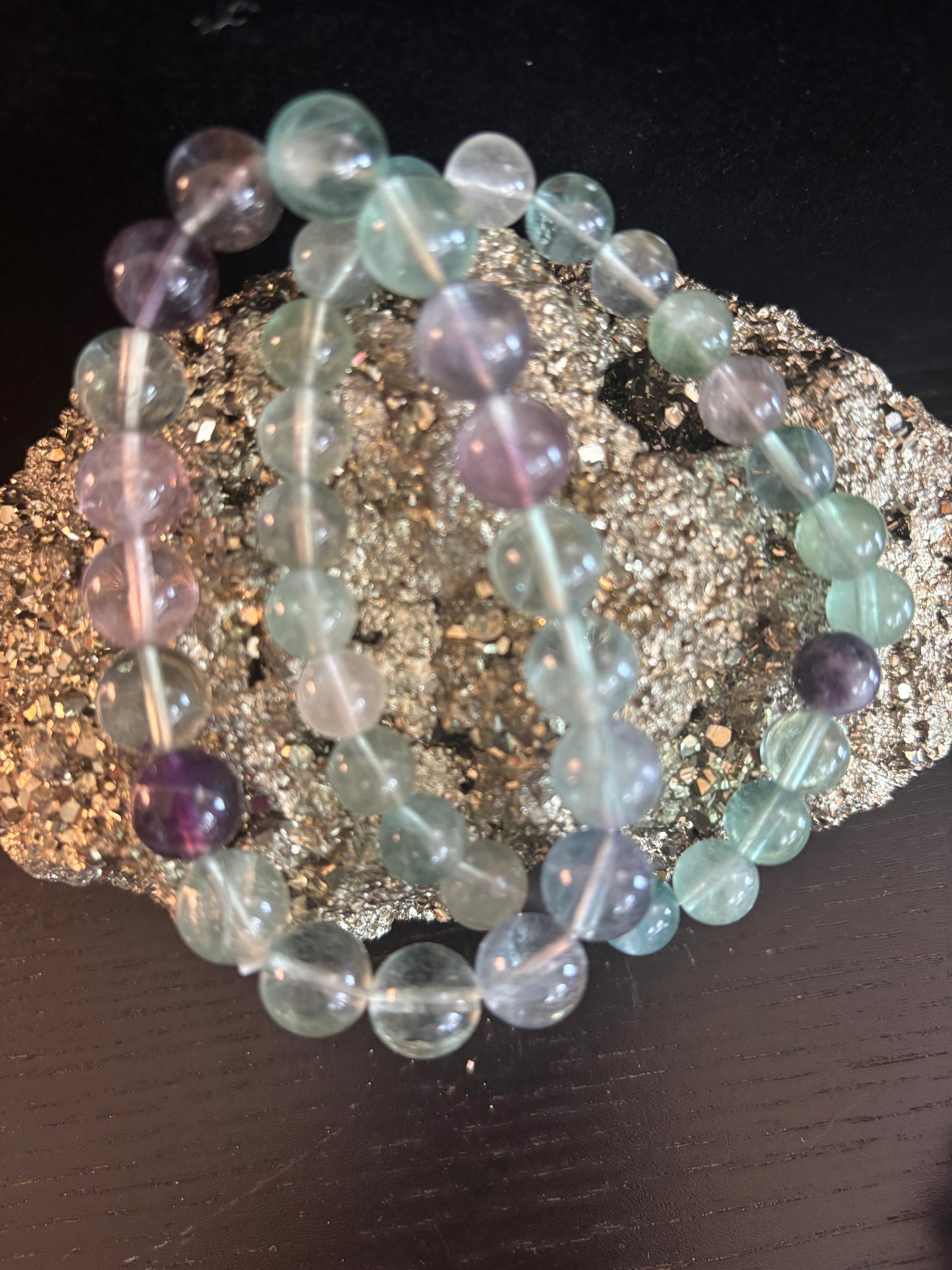 Pulsera de curación espiritual de fluorita natural – Cuentas de piedras preciosas de 6 mm, 8 mm o 10 mm