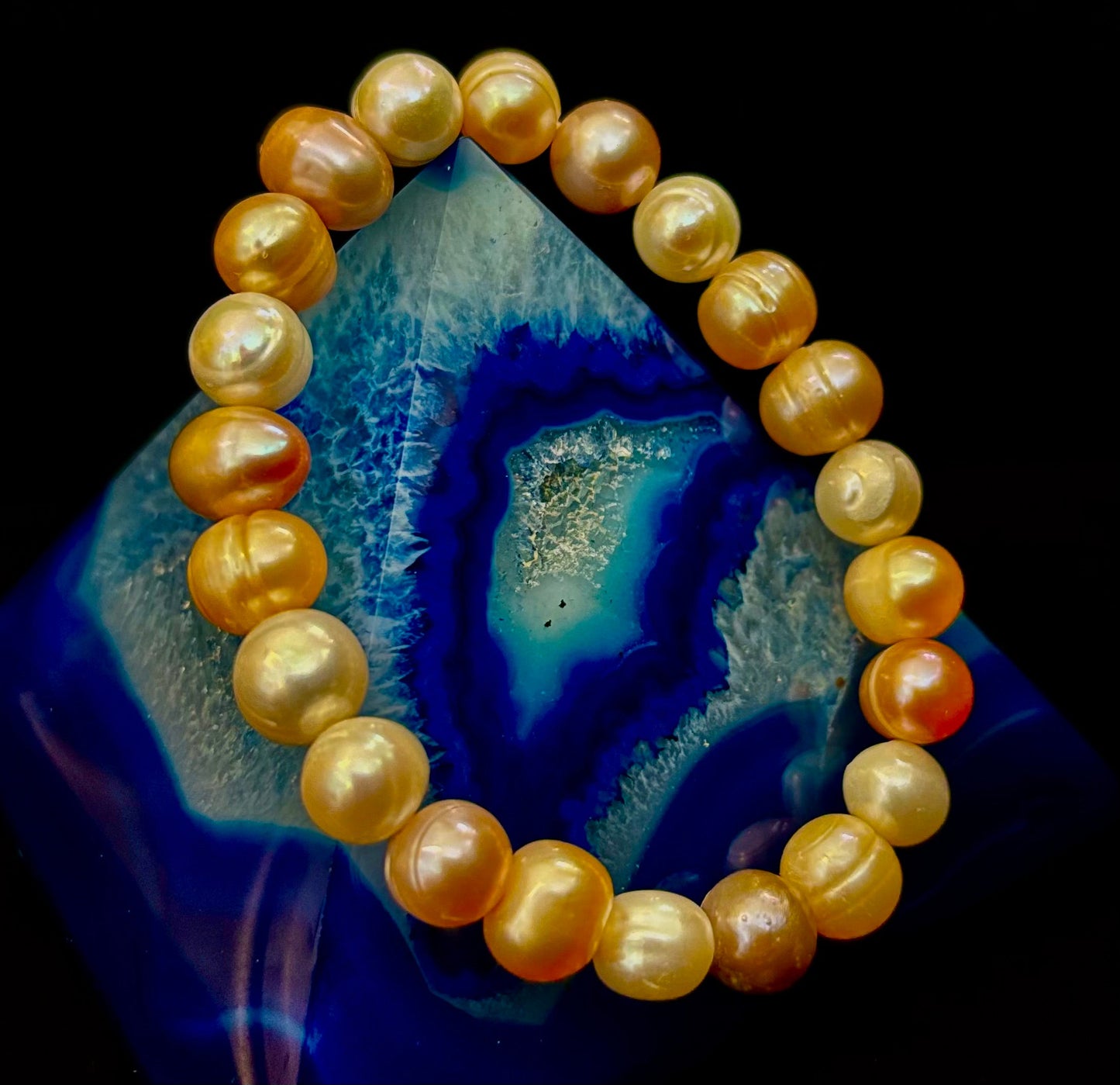 Pulsera elástica de perlas cultivadas de agua dulce — Pulsera de perlas barrocas multicolor para muñecas medianas